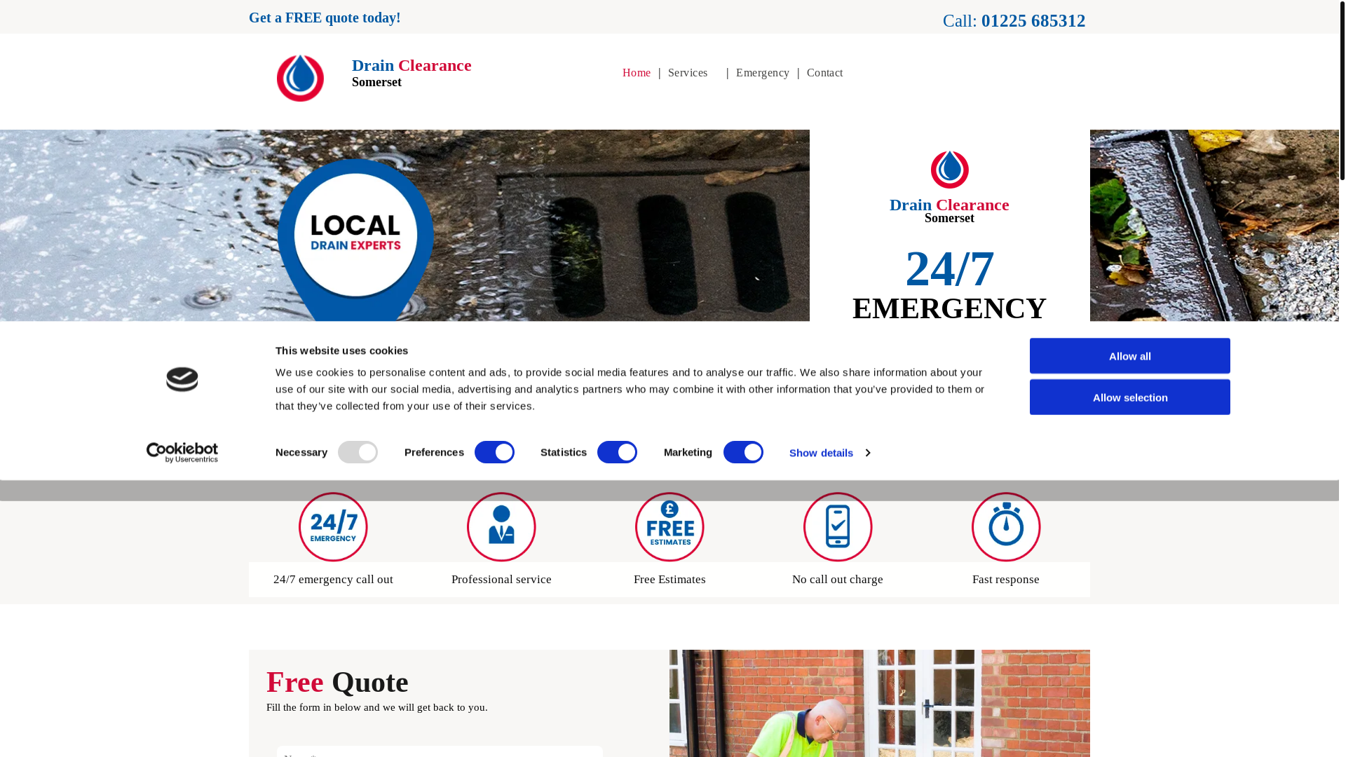 website screenshot of https://sfdrainsclearancesomserset.co.uk/