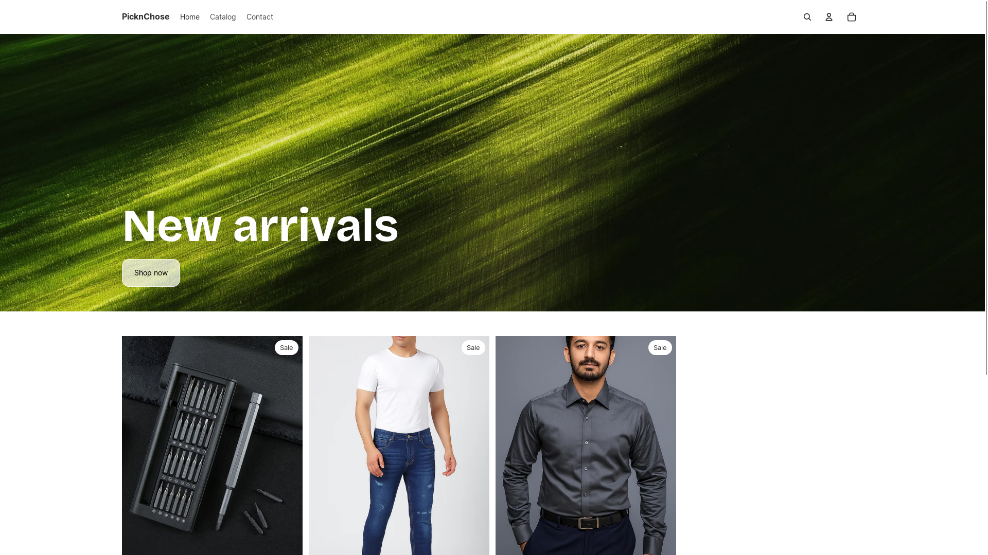 website screenshot of https://picknchose.com/