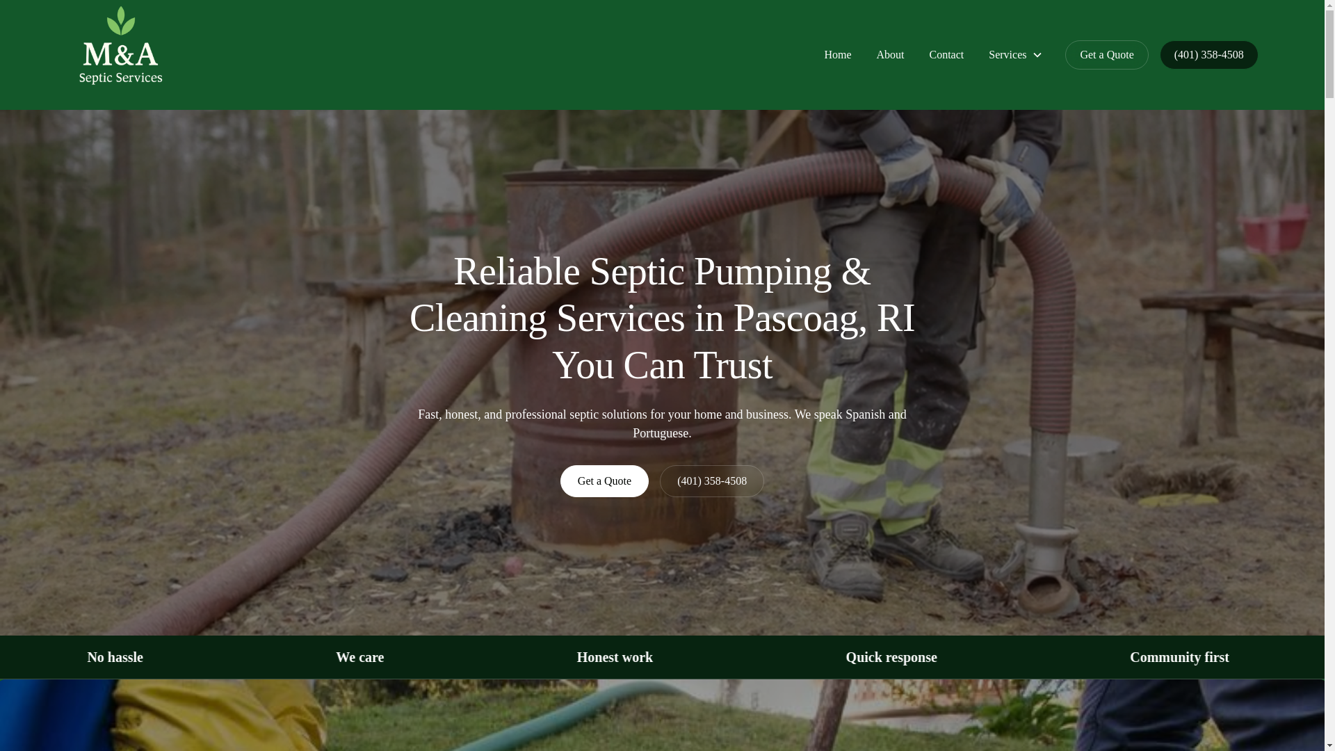 website screenshot of https://masepticservices.com/