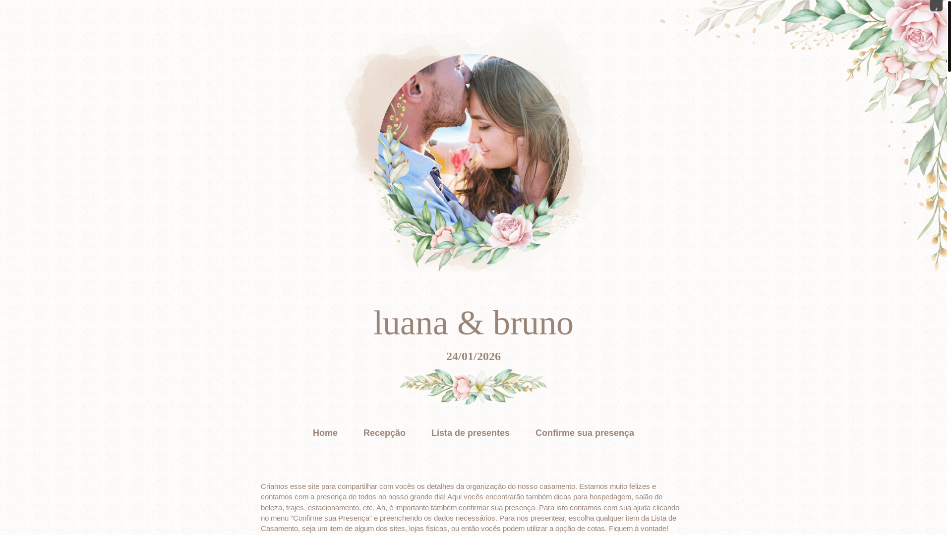 website screenshot of https://luanaebrunox.com.br/