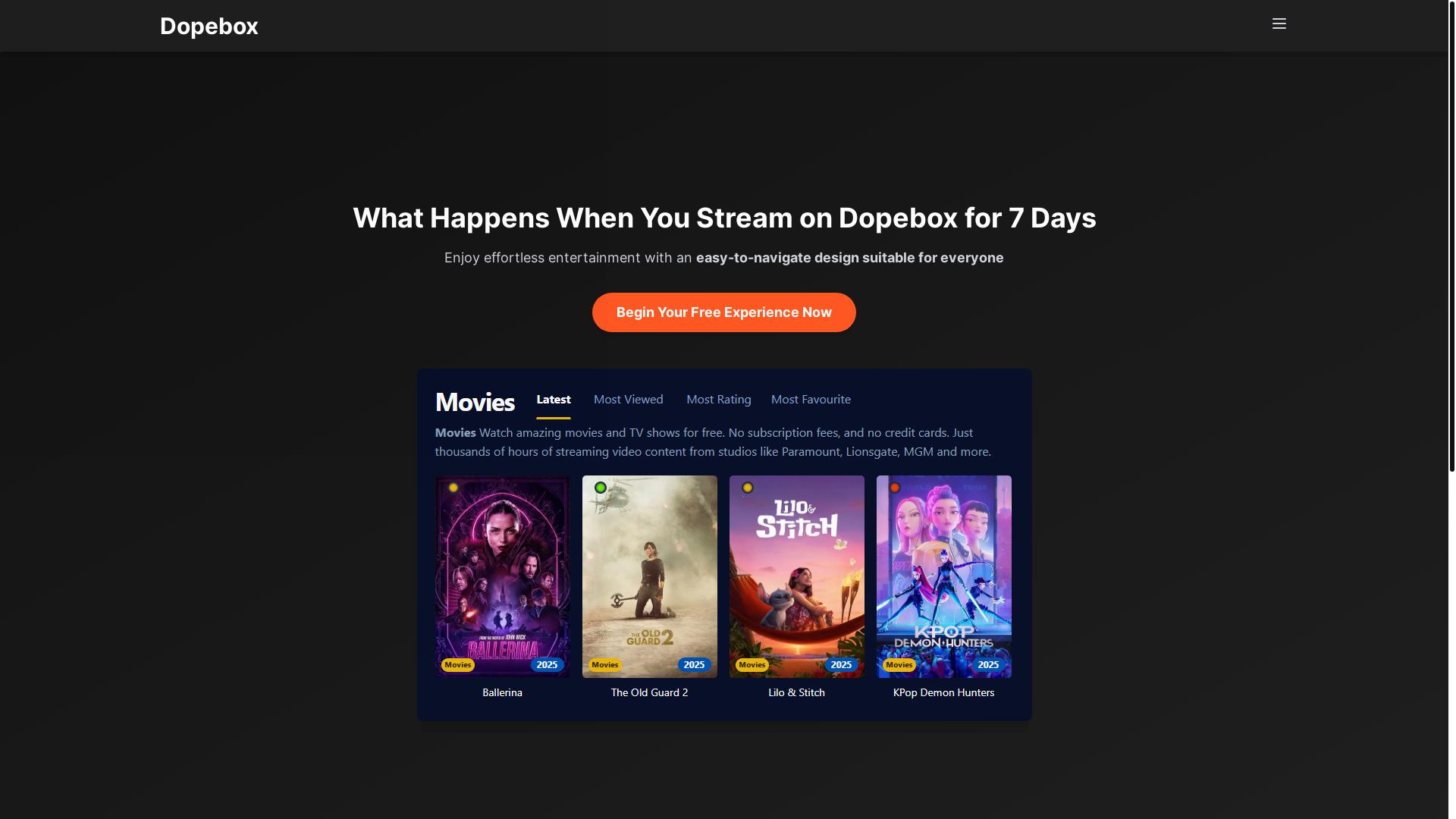 website screenshot of https://dopebox-lwem.pages.dev/