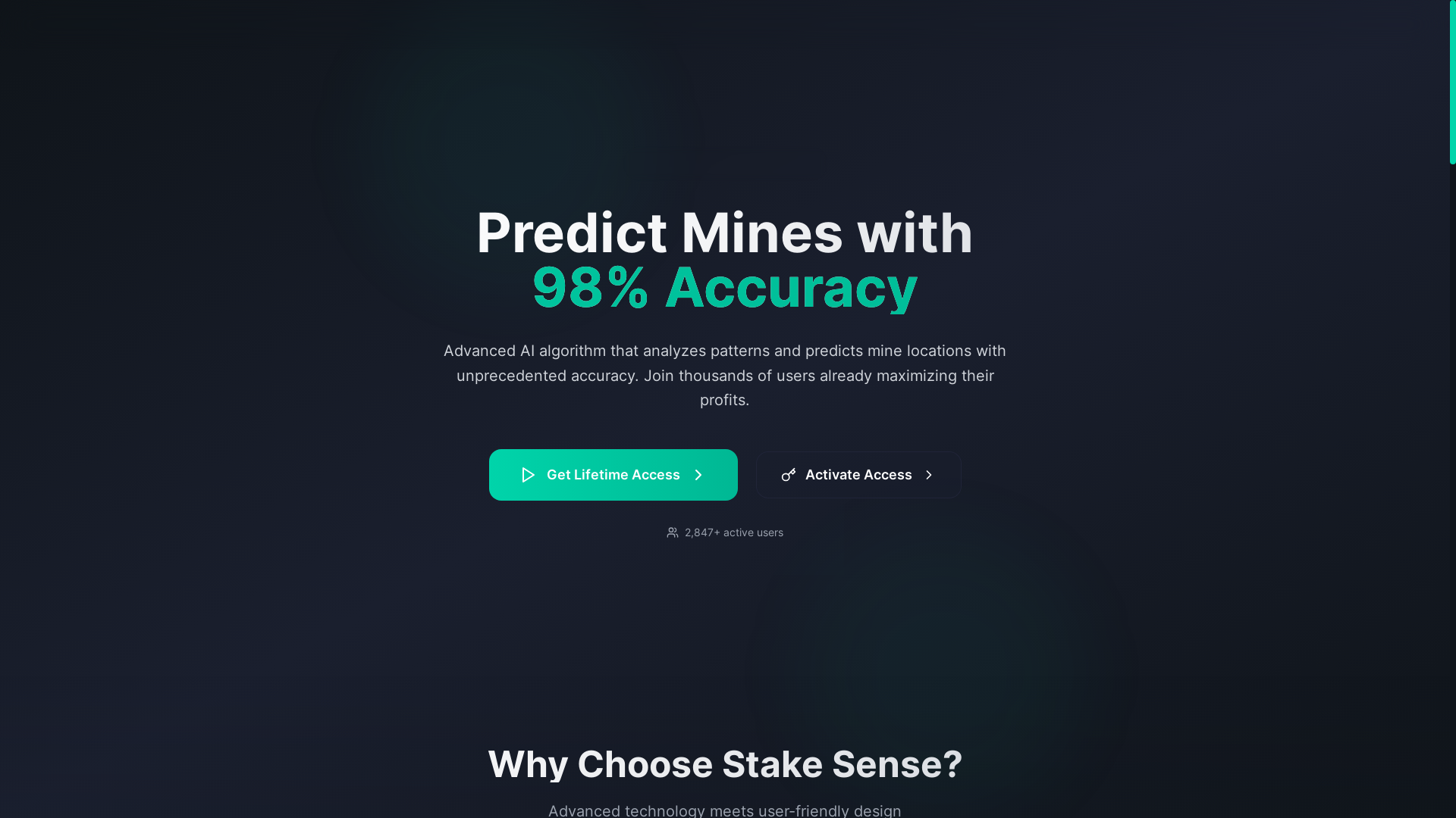 website screenshot of https://stakemines.org/