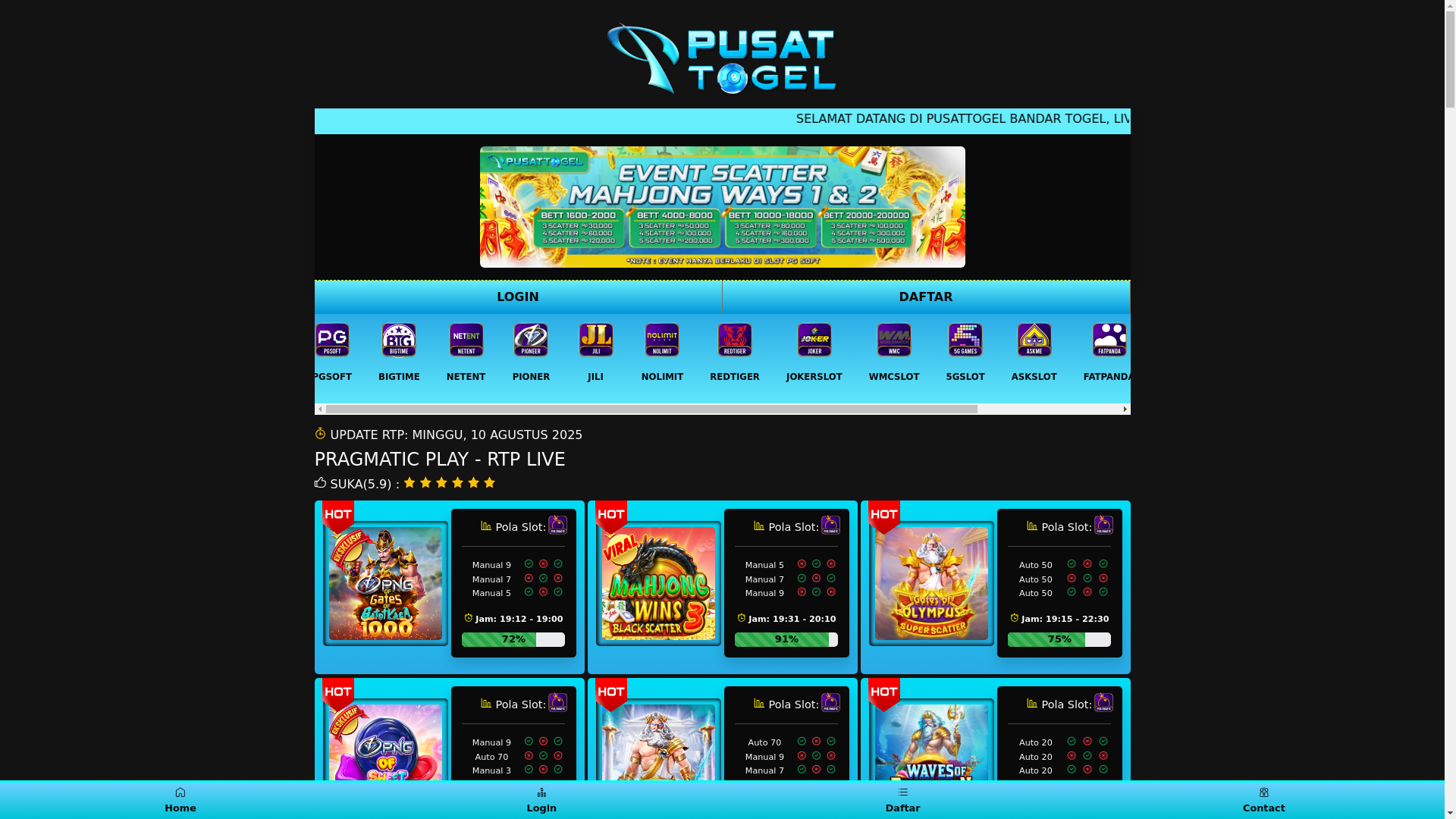 website screenshot of https://pusattogel-rtp-gacor-terbaru.pages.dev/