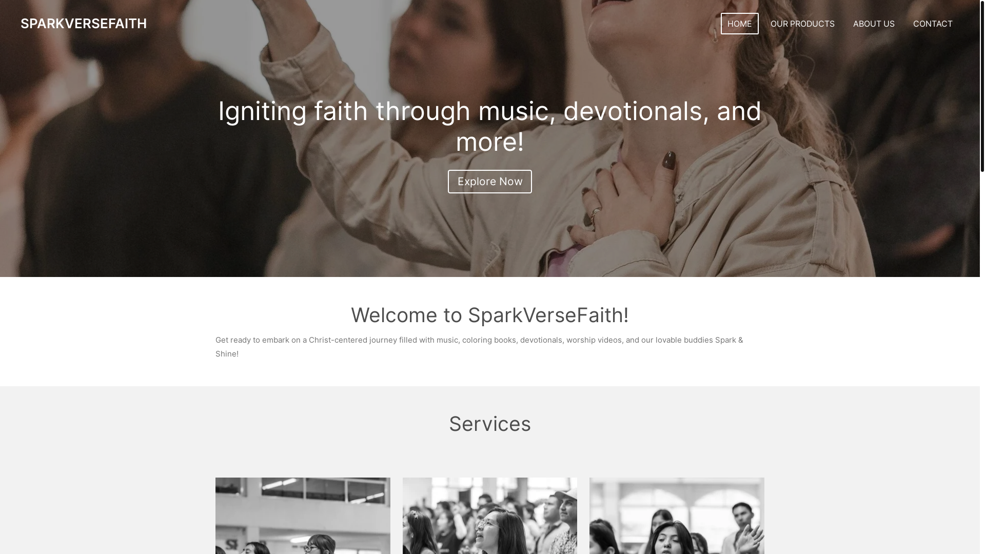 website screenshot of https://sparkversefaith.com/