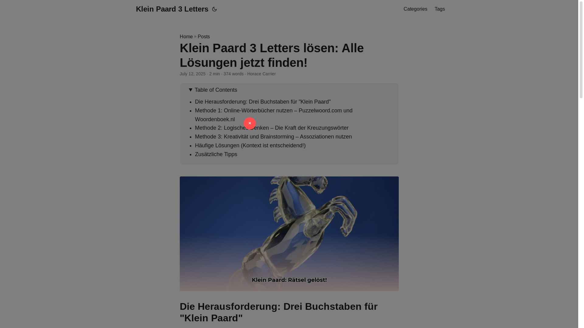 website screenshot of https://klein-paard-3-letters.pages.dev/