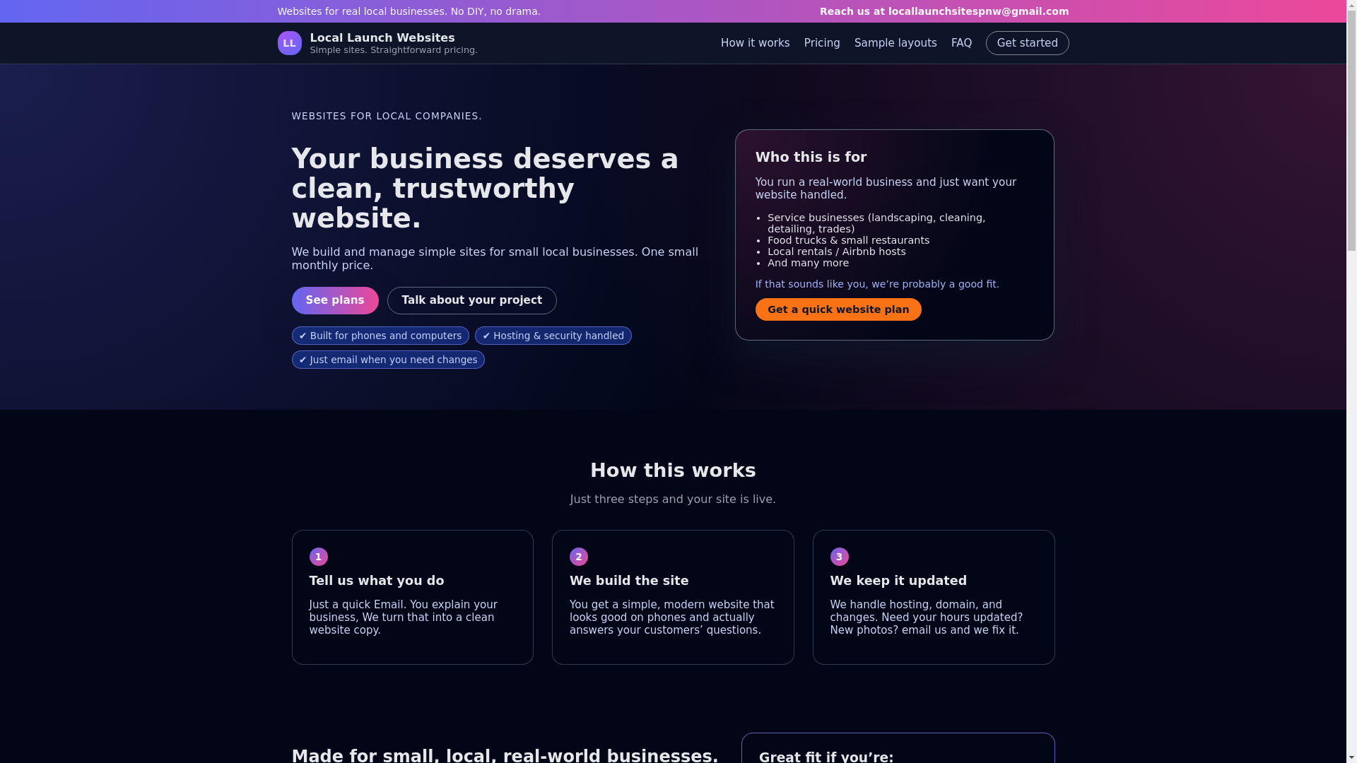 website screenshot of https://locallaunchsitespnw.com/