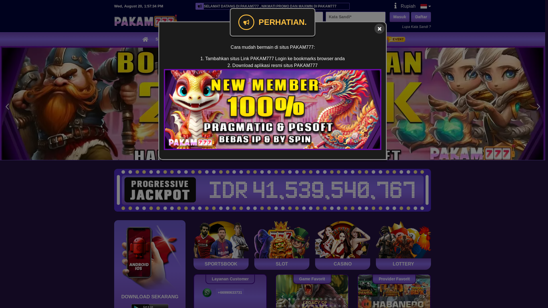 website screenshot of https://pakam777-vvip.top/