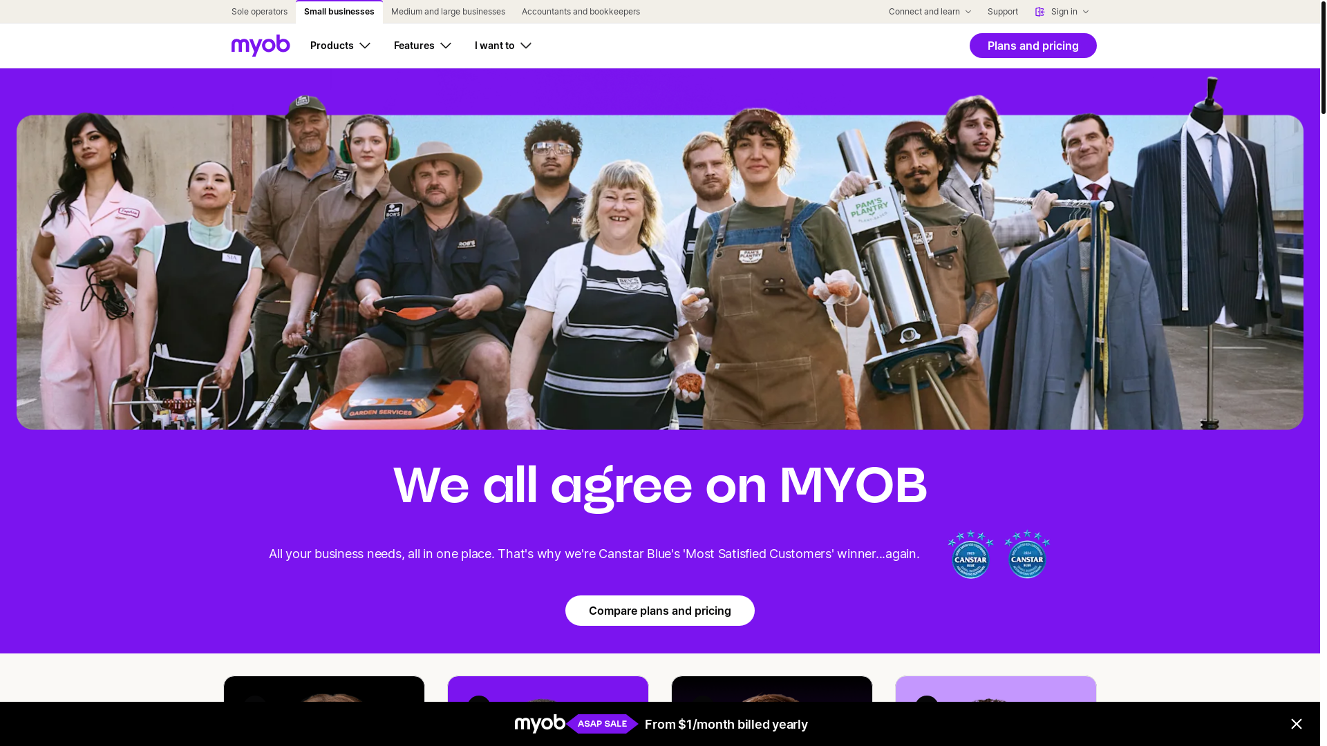 website screenshot of https://www.myob.com/au