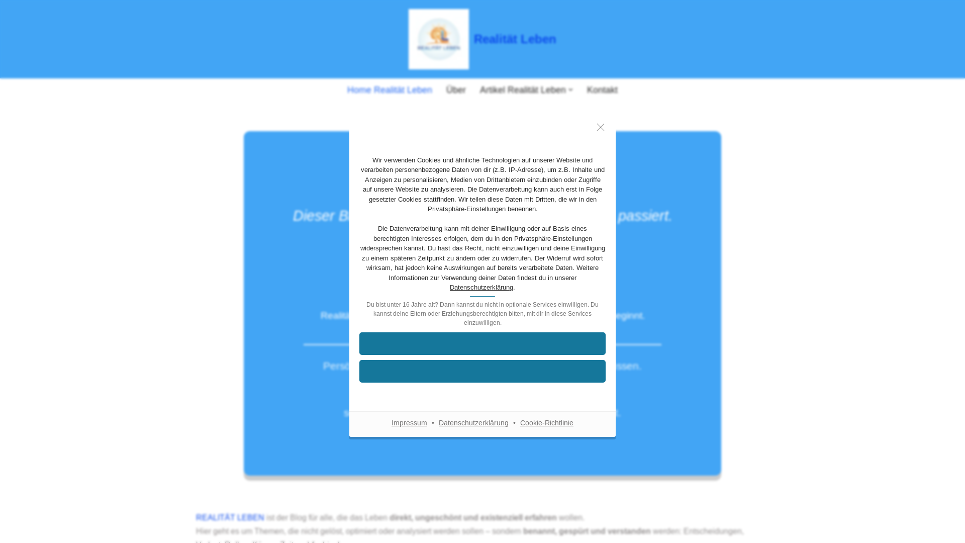 website screenshot of https://realitaet-leben.de/