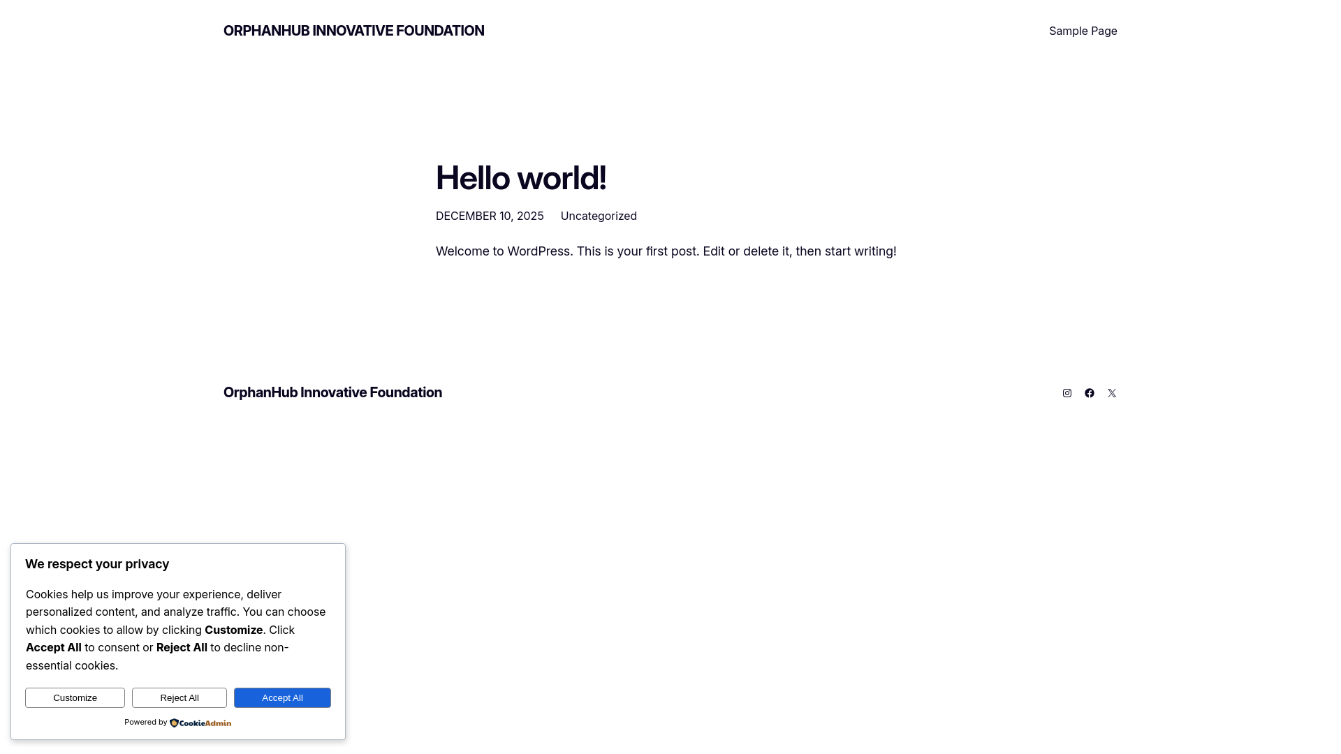 website screenshot of https://orphanhub.org/