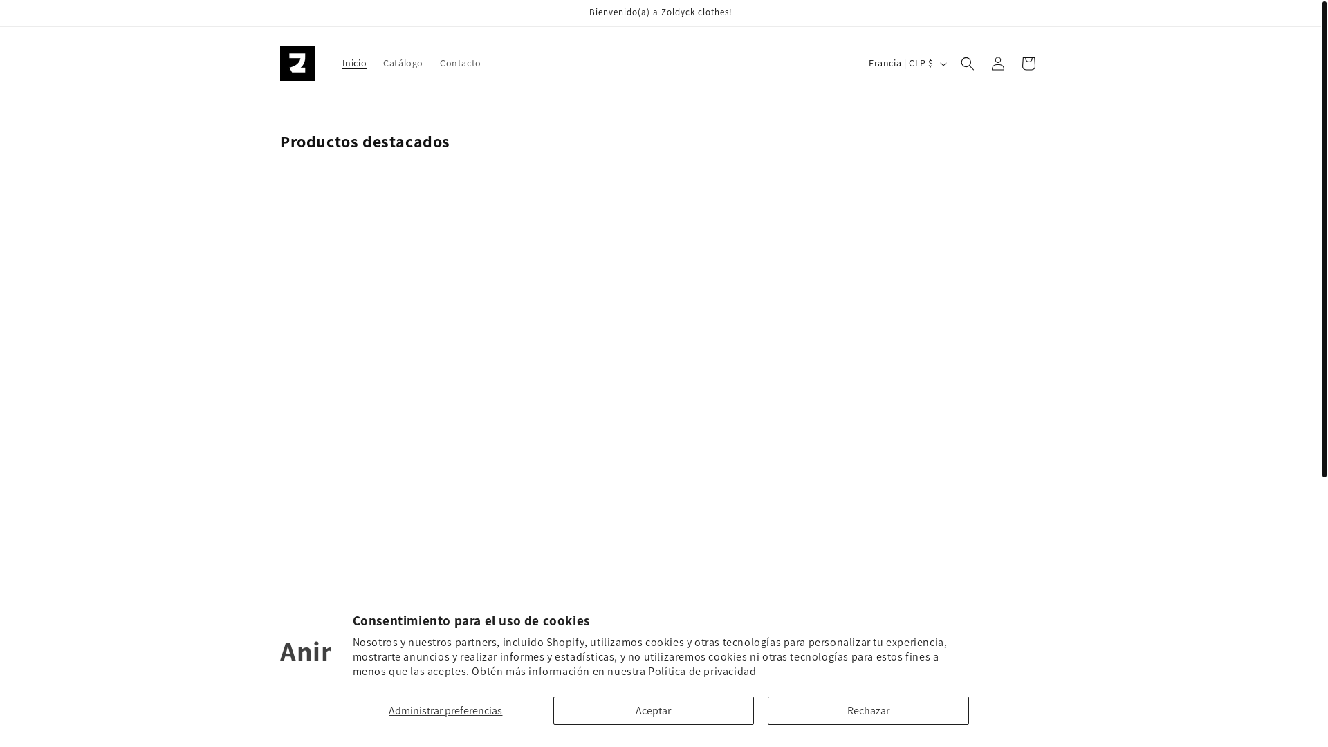 website screenshot of https://zoldyckclotheschile.com/