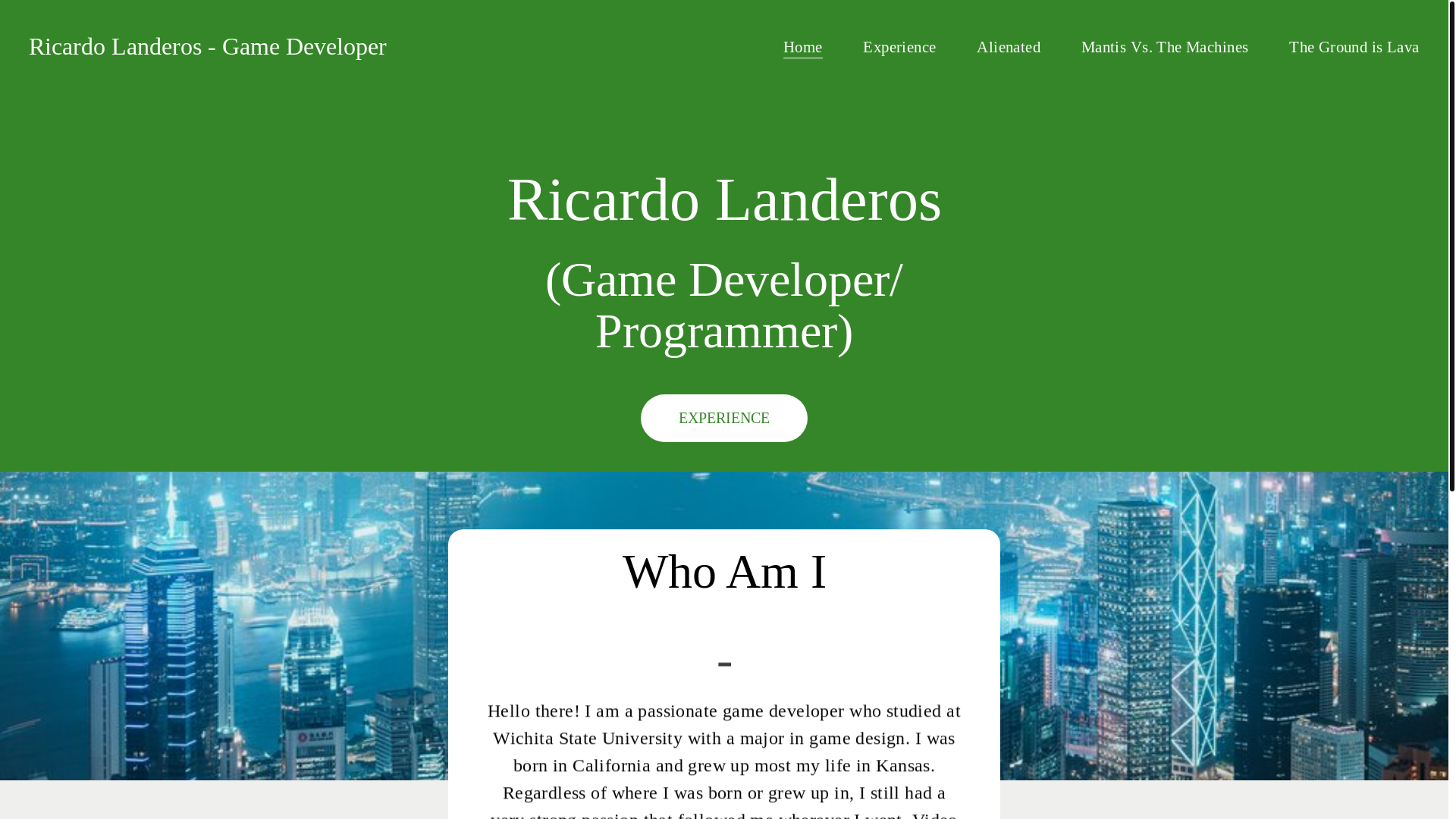 website screenshot of https://ricardolanderos-gamedeveloper.net/