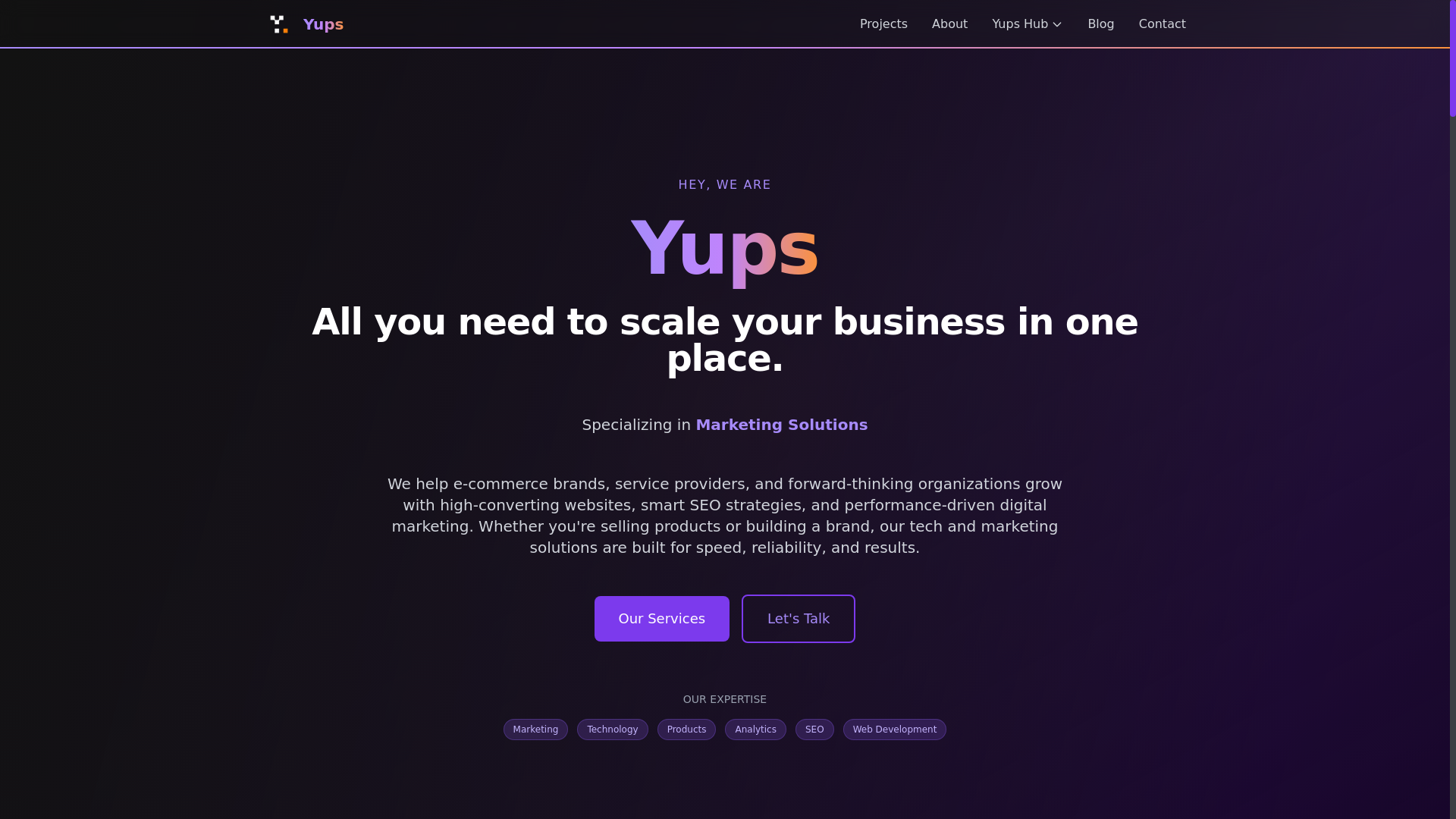 website screenshot of https://yupstechstudio.com/