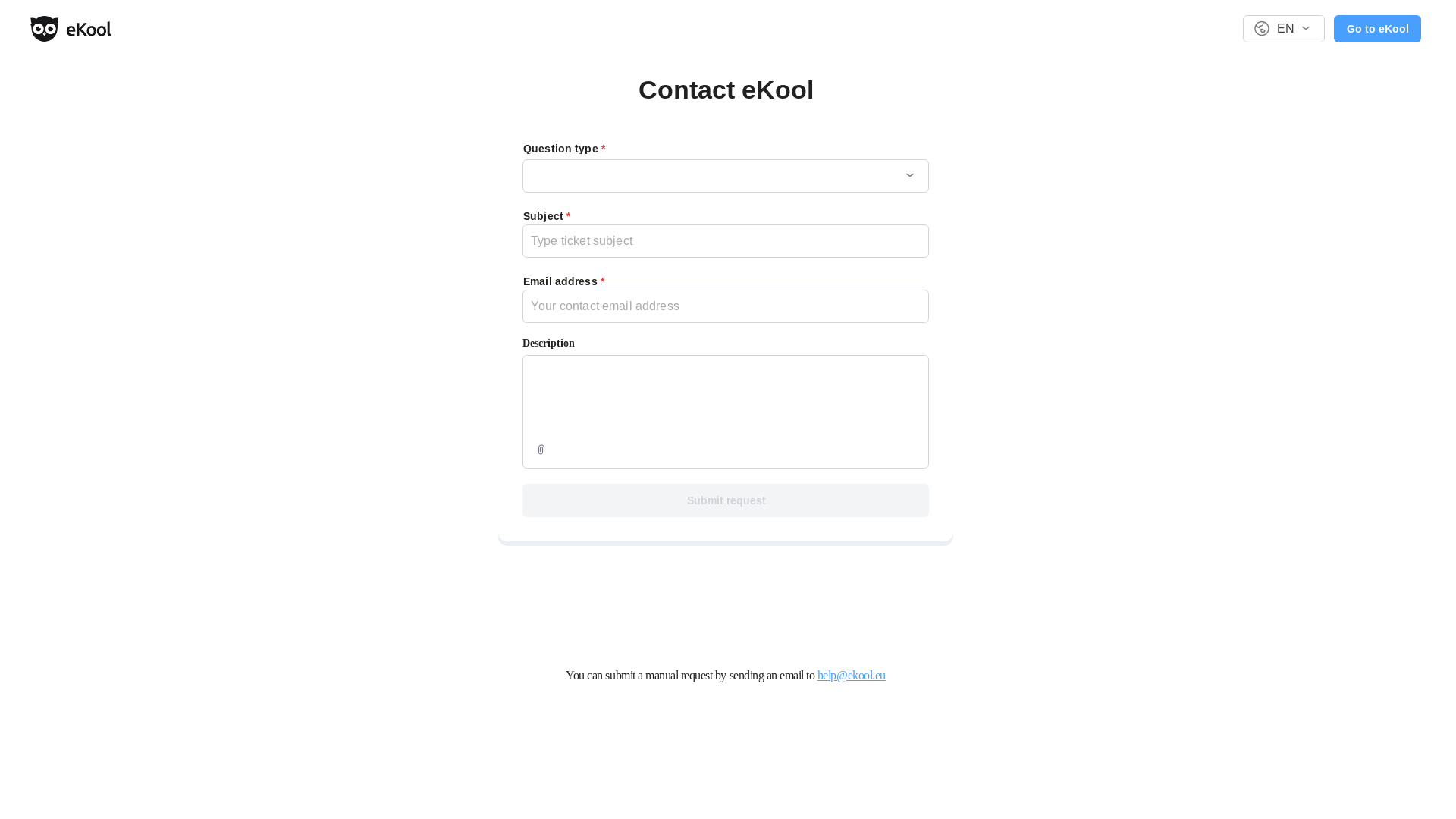 website screenshot of https://contact.ekool.eu/