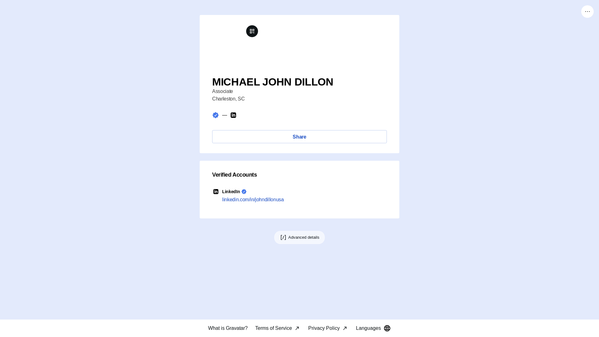 website screenshot of https://michaeljohndillon.info/