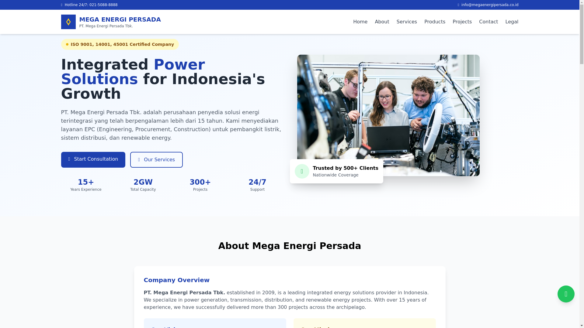website screenshot of https://megaenergipersada.my.id/