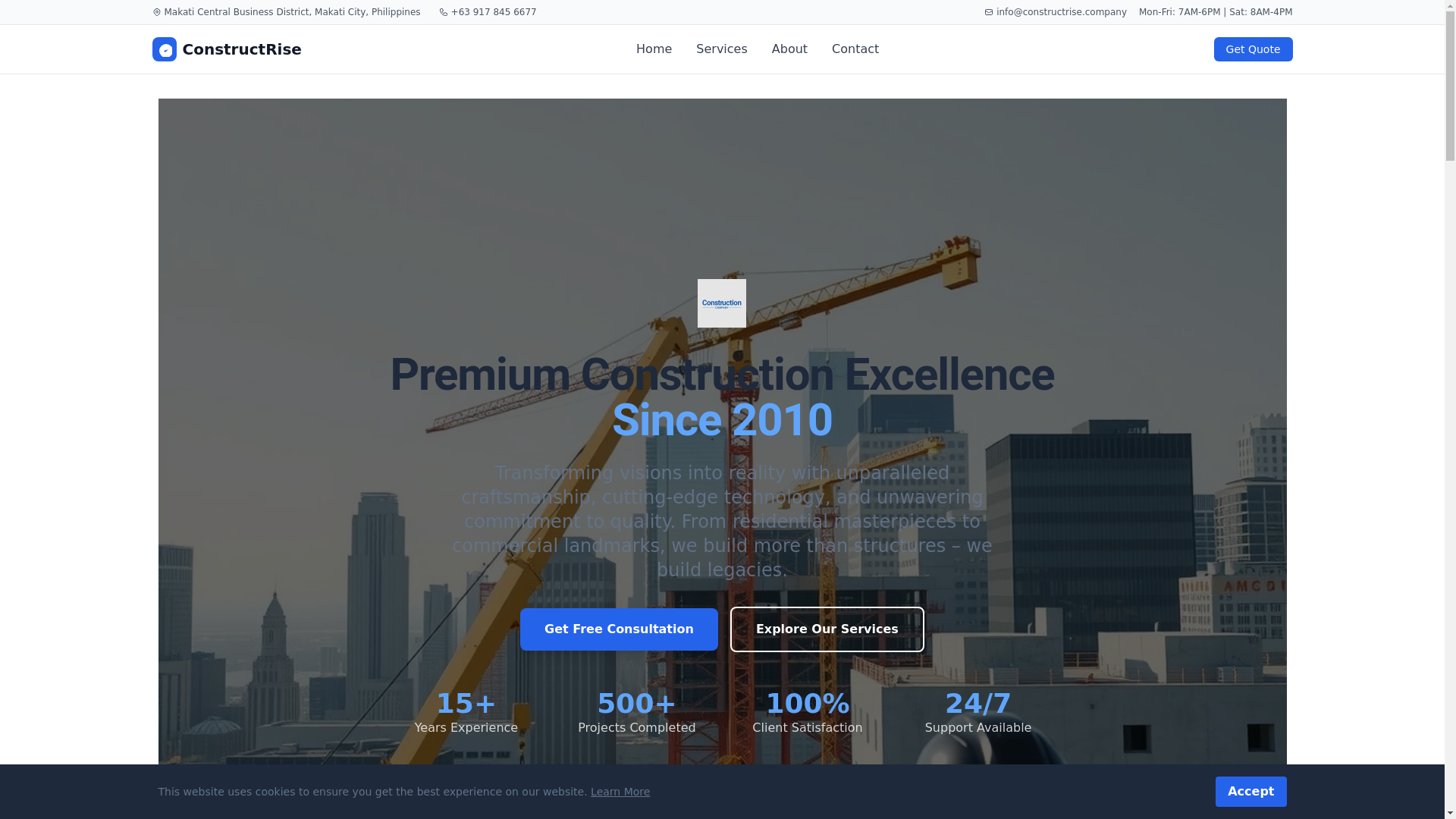website screenshot of https://constructrise.company/