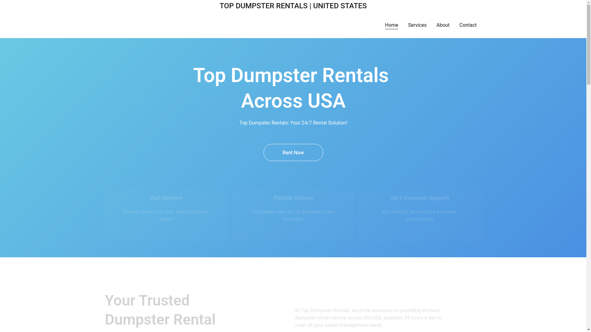 website screenshot of https://topdumpsterrentals.us/