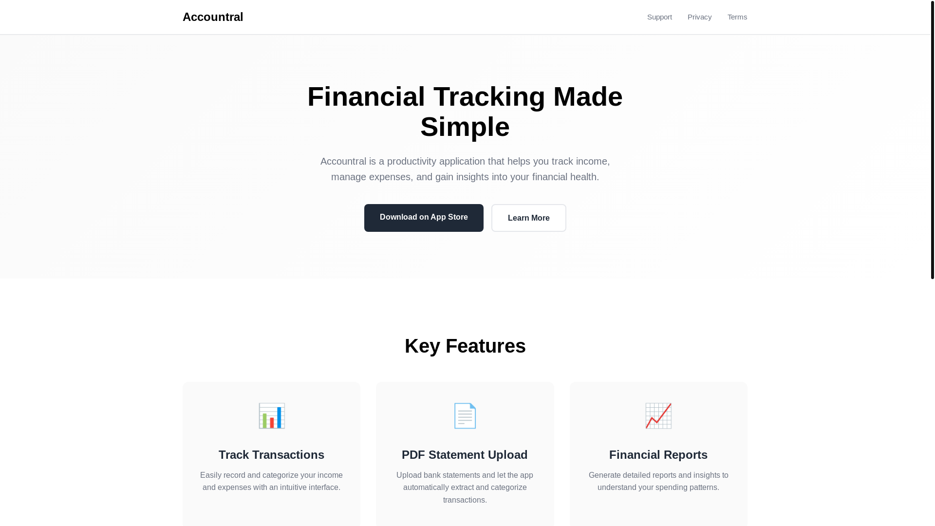 website screenshot of https://accountral.app/