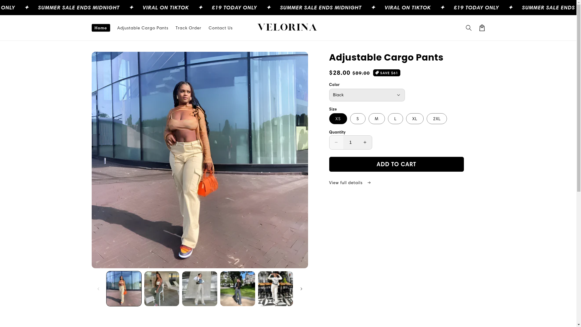 website screenshot of https://velorina.store/