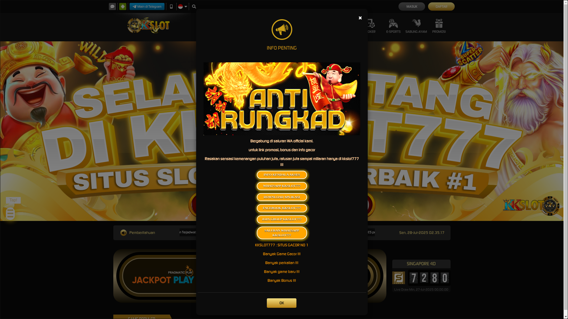 website screenshot of https://roketkkslot777.co/