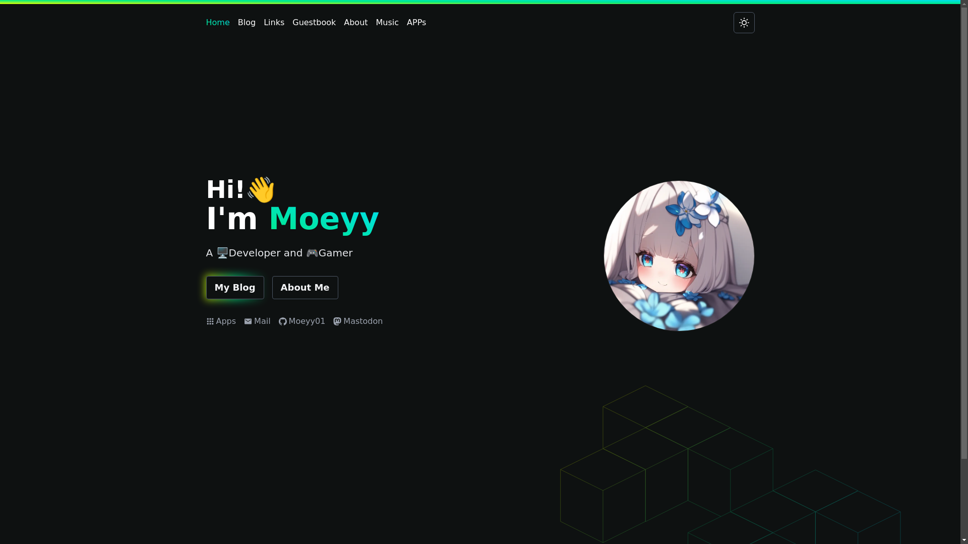 website screenshot of https://moeyy.xyz