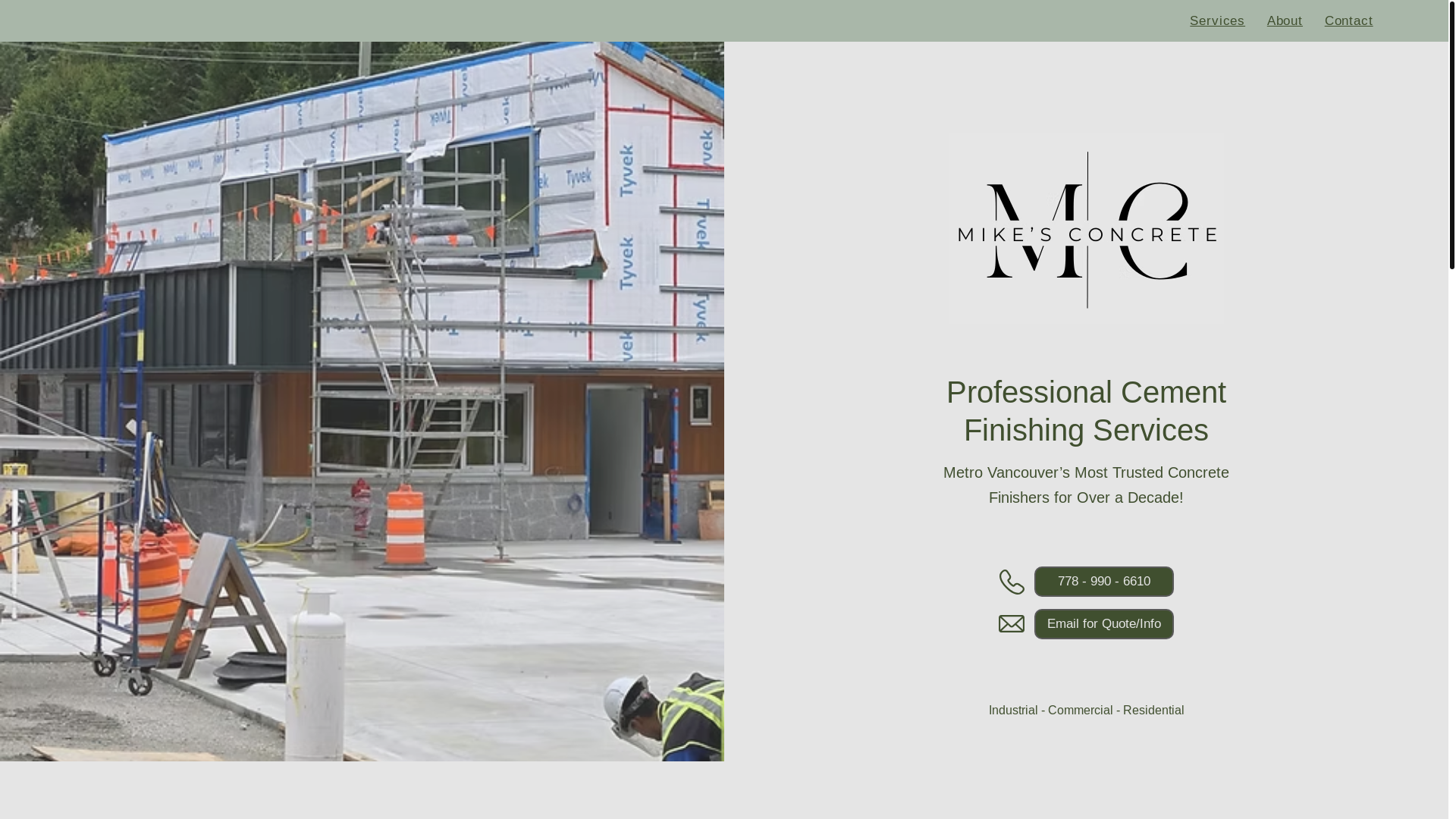 website screenshot of https://mikesconcretebc.com/