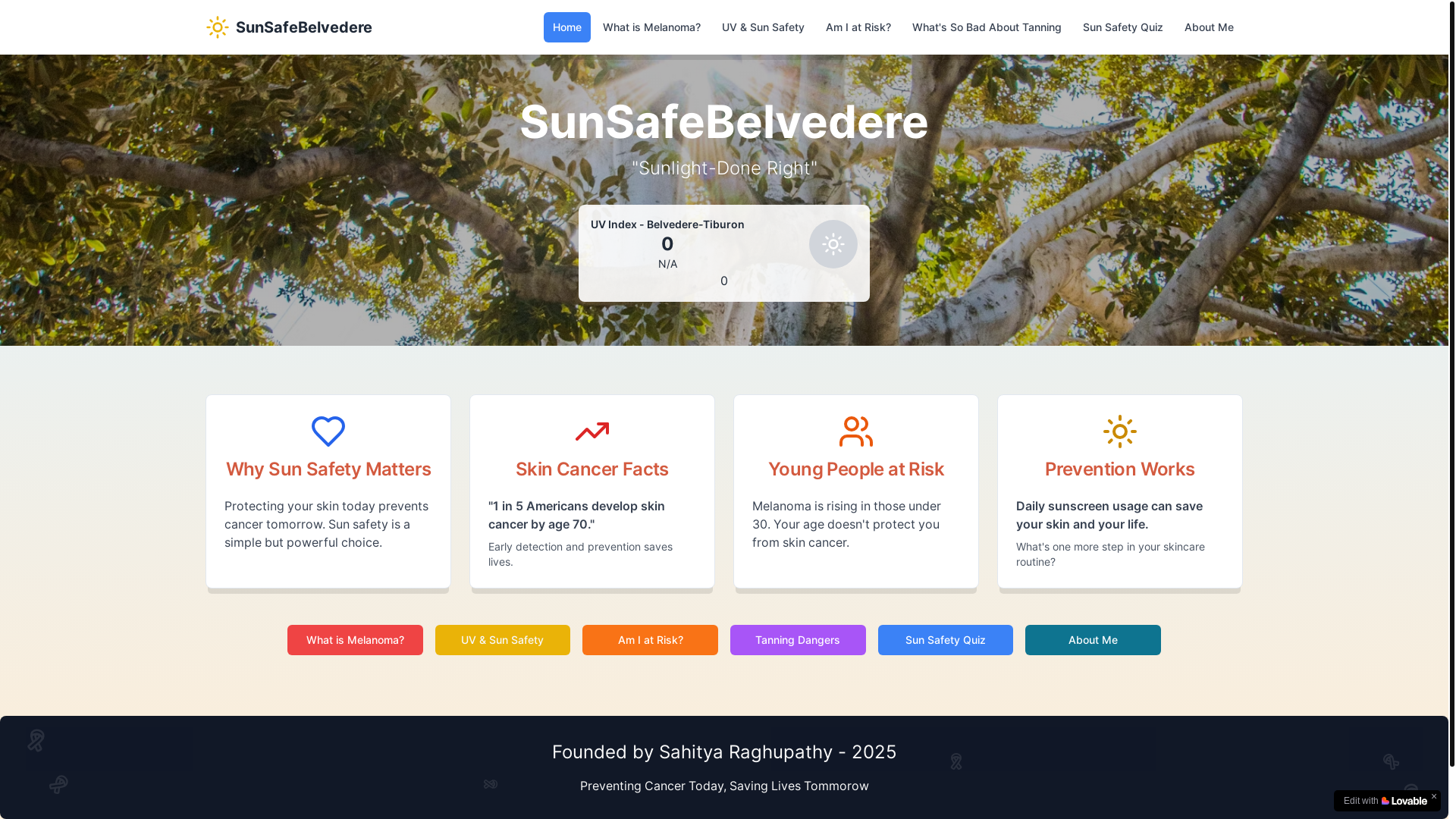 website screenshot of https://sun-safe-belvedere.com/