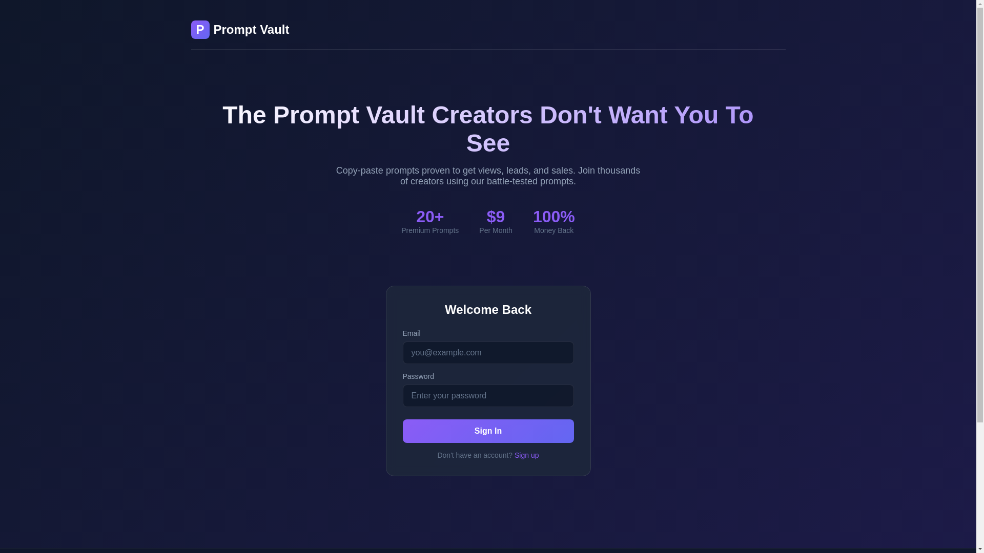 website screenshot of https://promptstash.online/