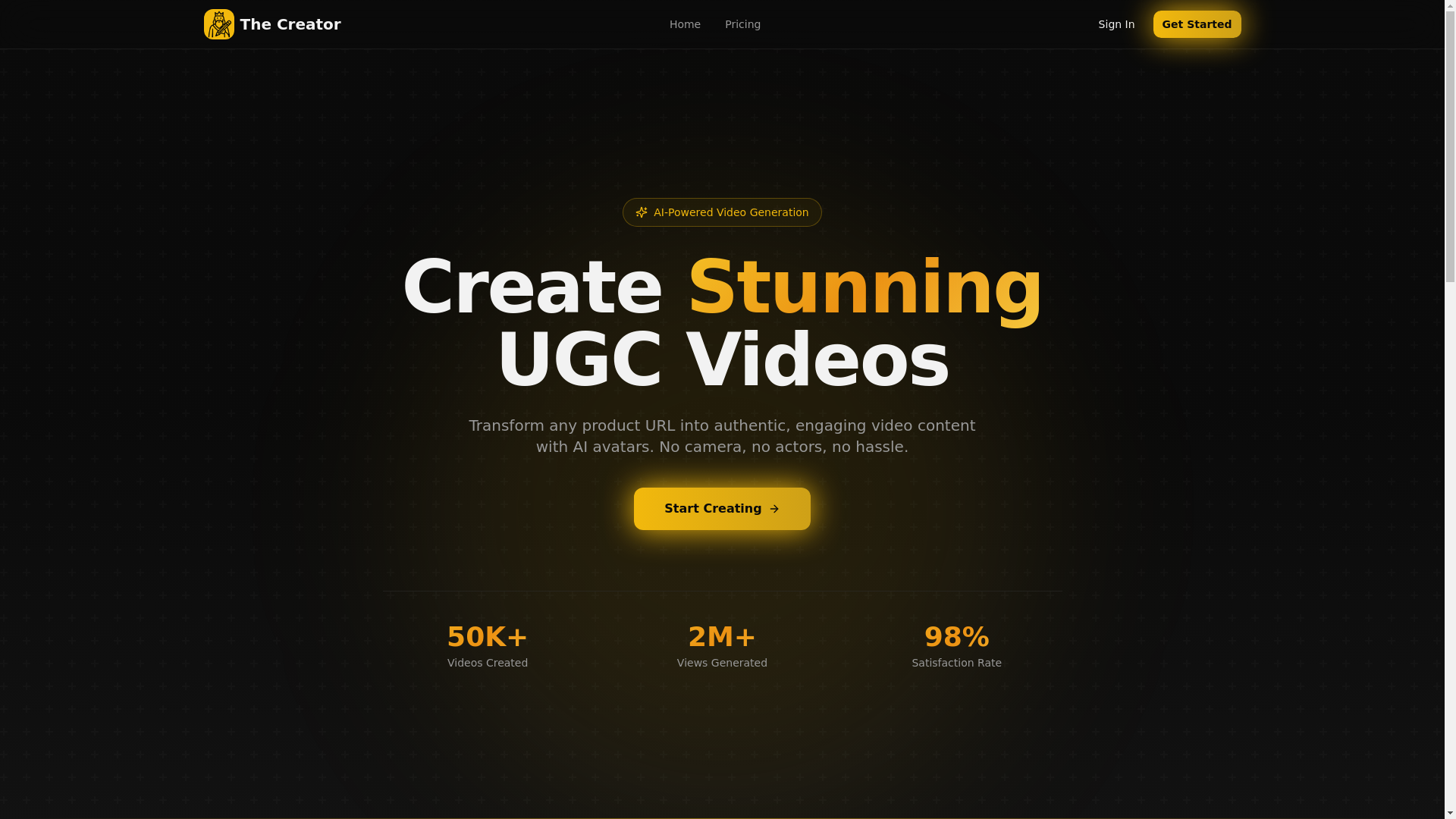 website screenshot of https://thecreator.ink/