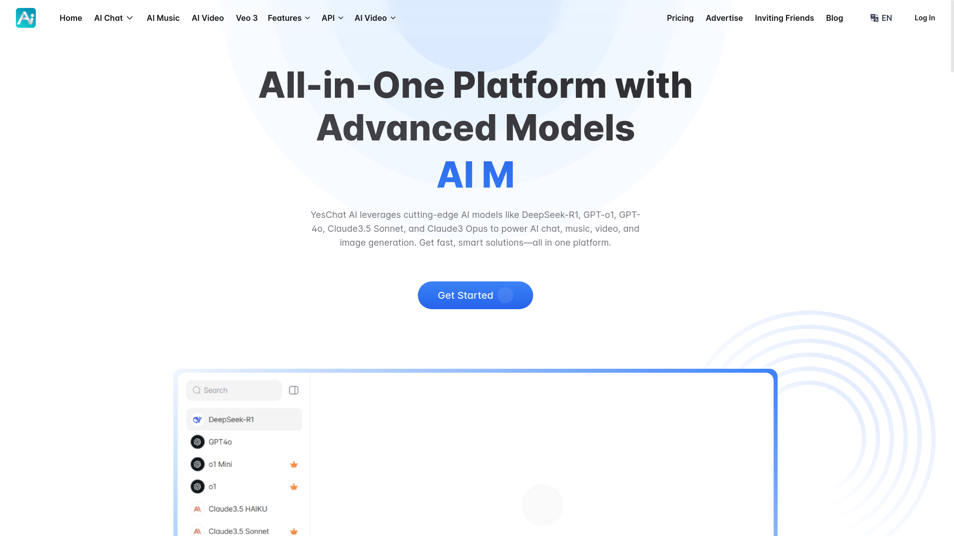 website screenshot of https://yeschat-ai.pages.dev/