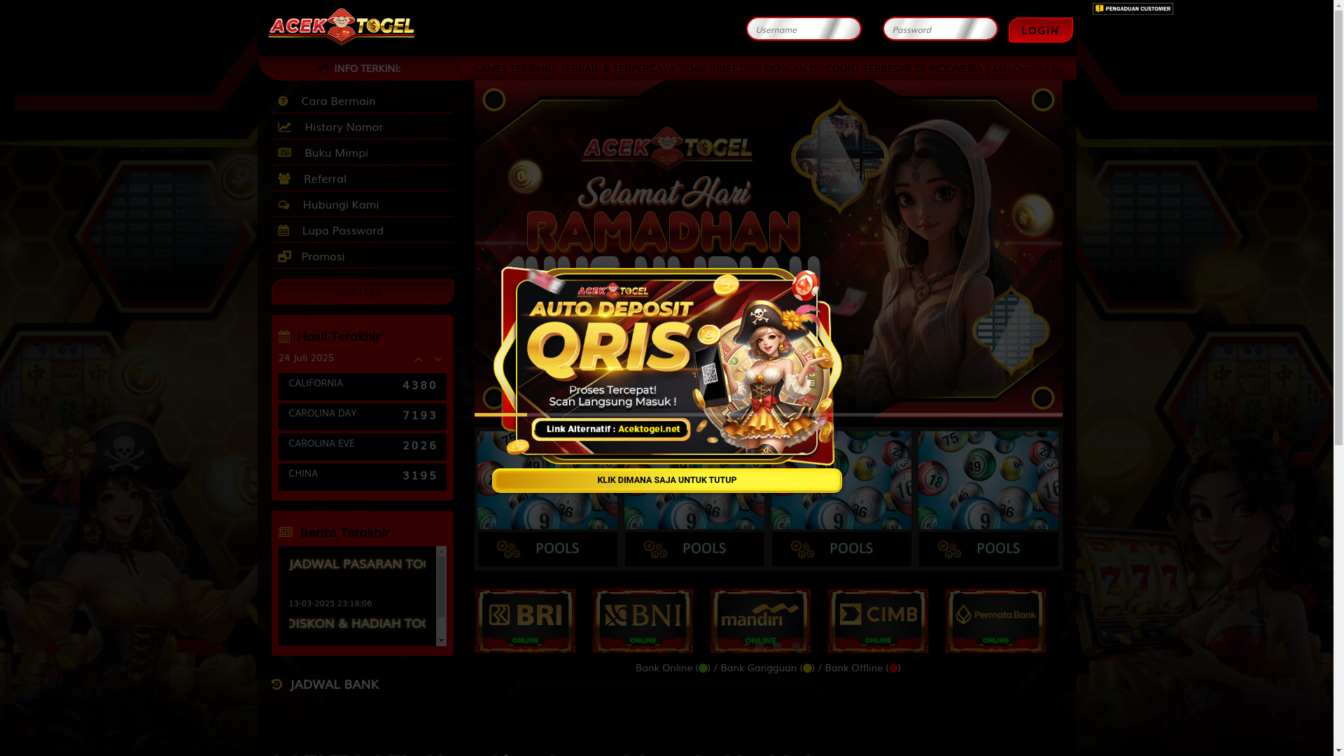 website screenshot of https://1acektogel.com/