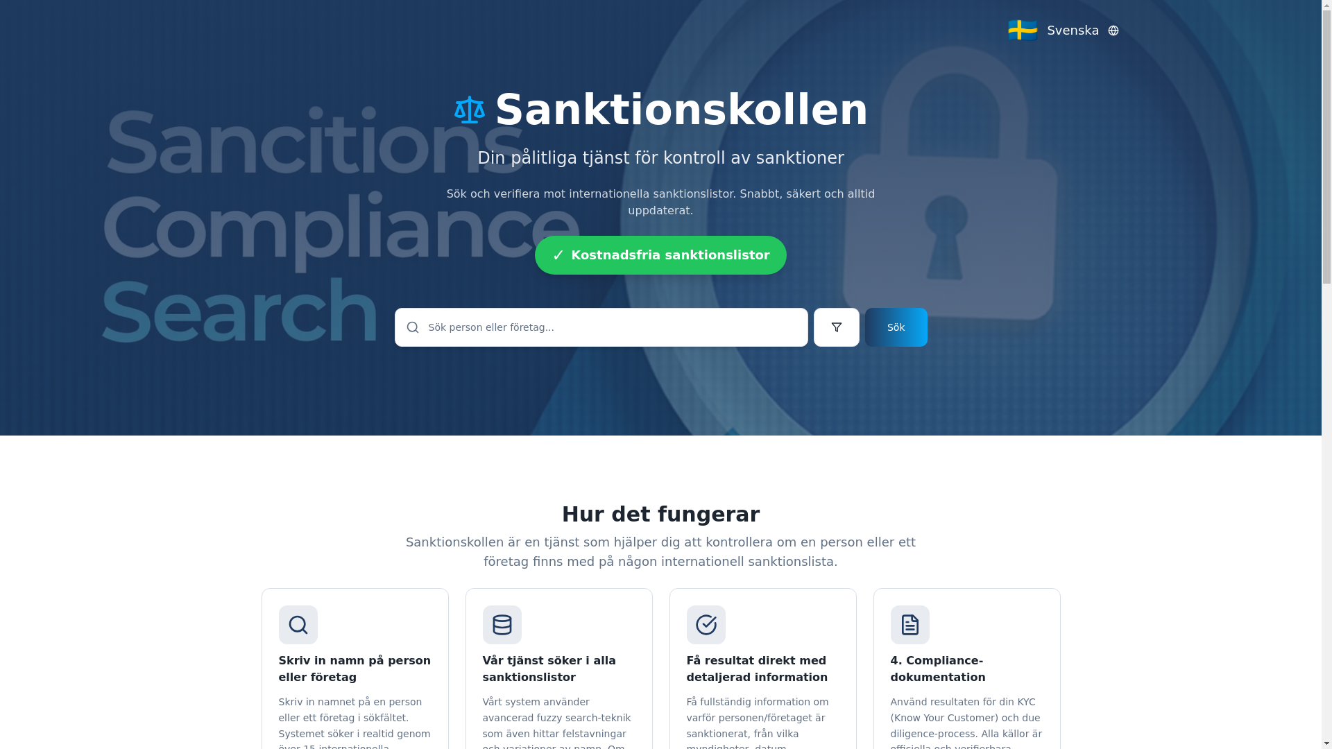 website screenshot of https://sanktionskollen.se/