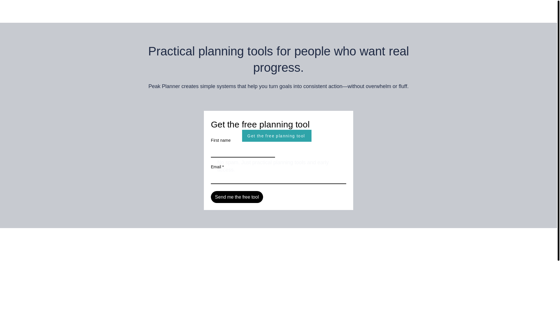 website screenshot of https://peakplannerhq.com/
