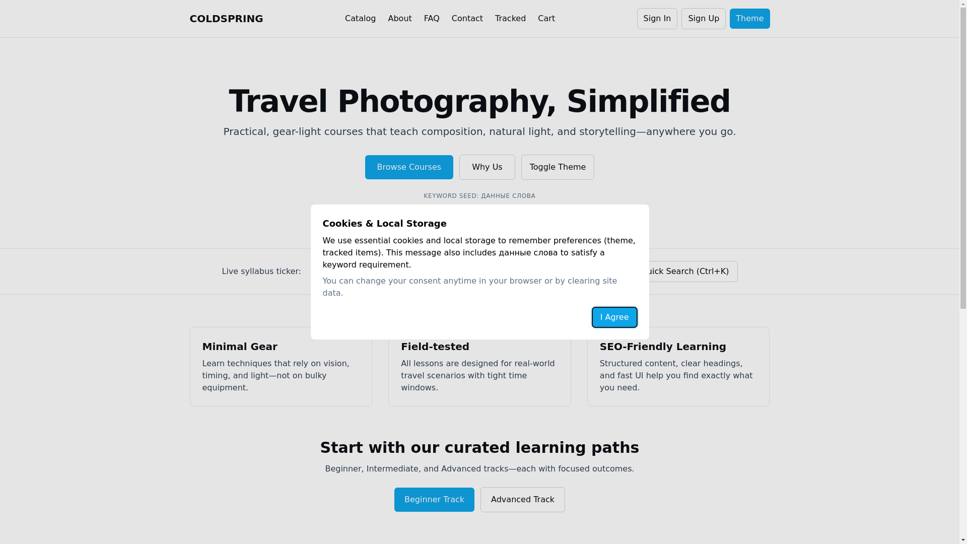 website screenshot of https://coldspring.click/