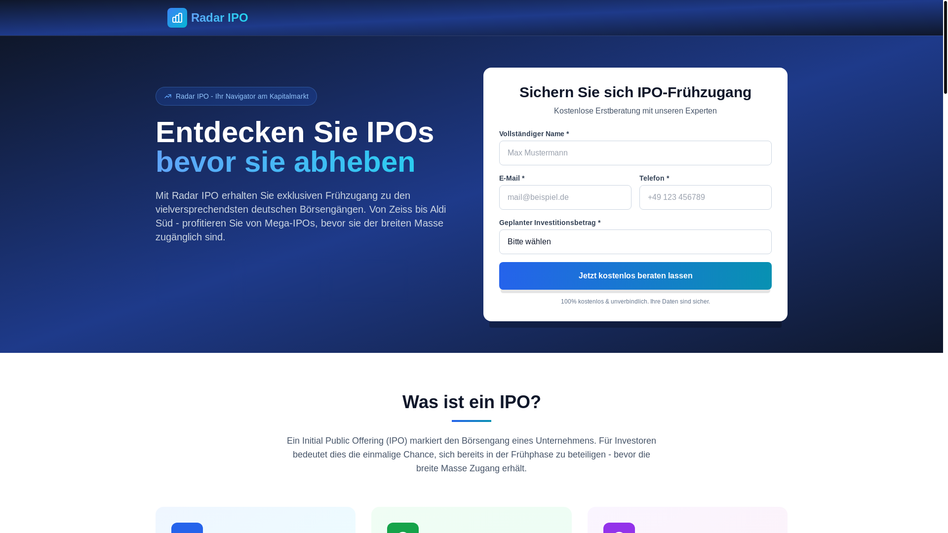 website screenshot of https://radar-ipo.com/