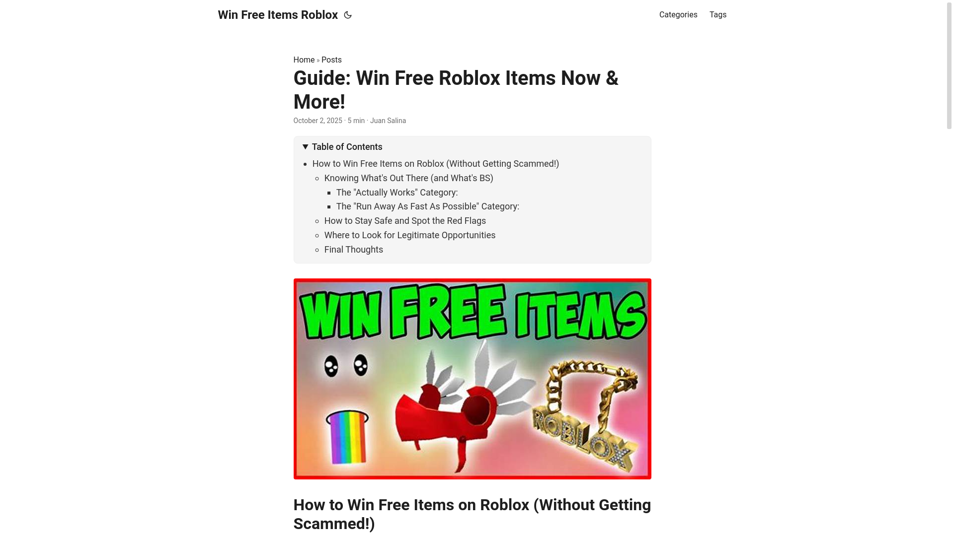 website screenshot of https://win-free-items-roblox.pages.dev/