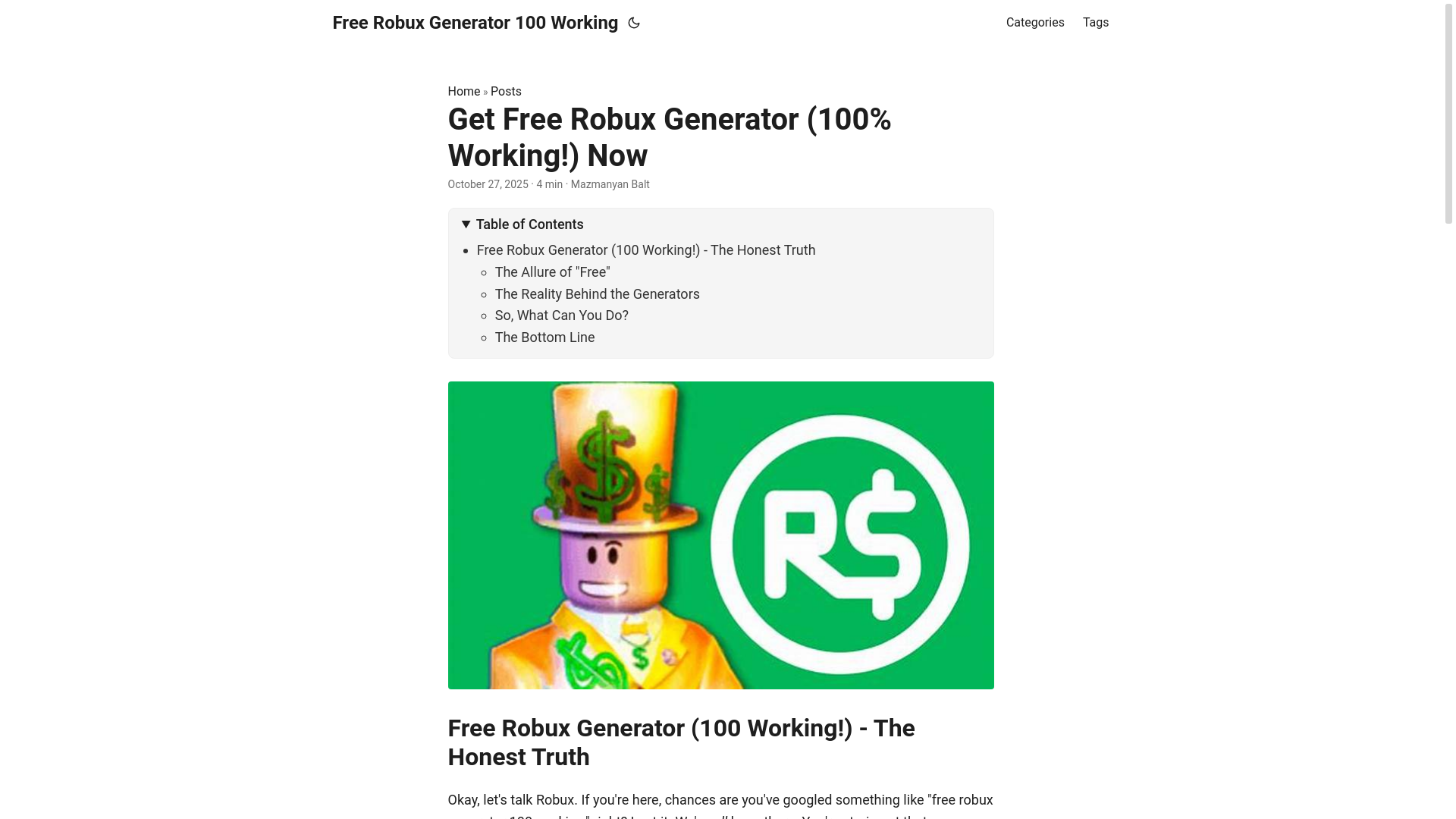 website screenshot of https://free-robux-generator-100-working.pages.dev/