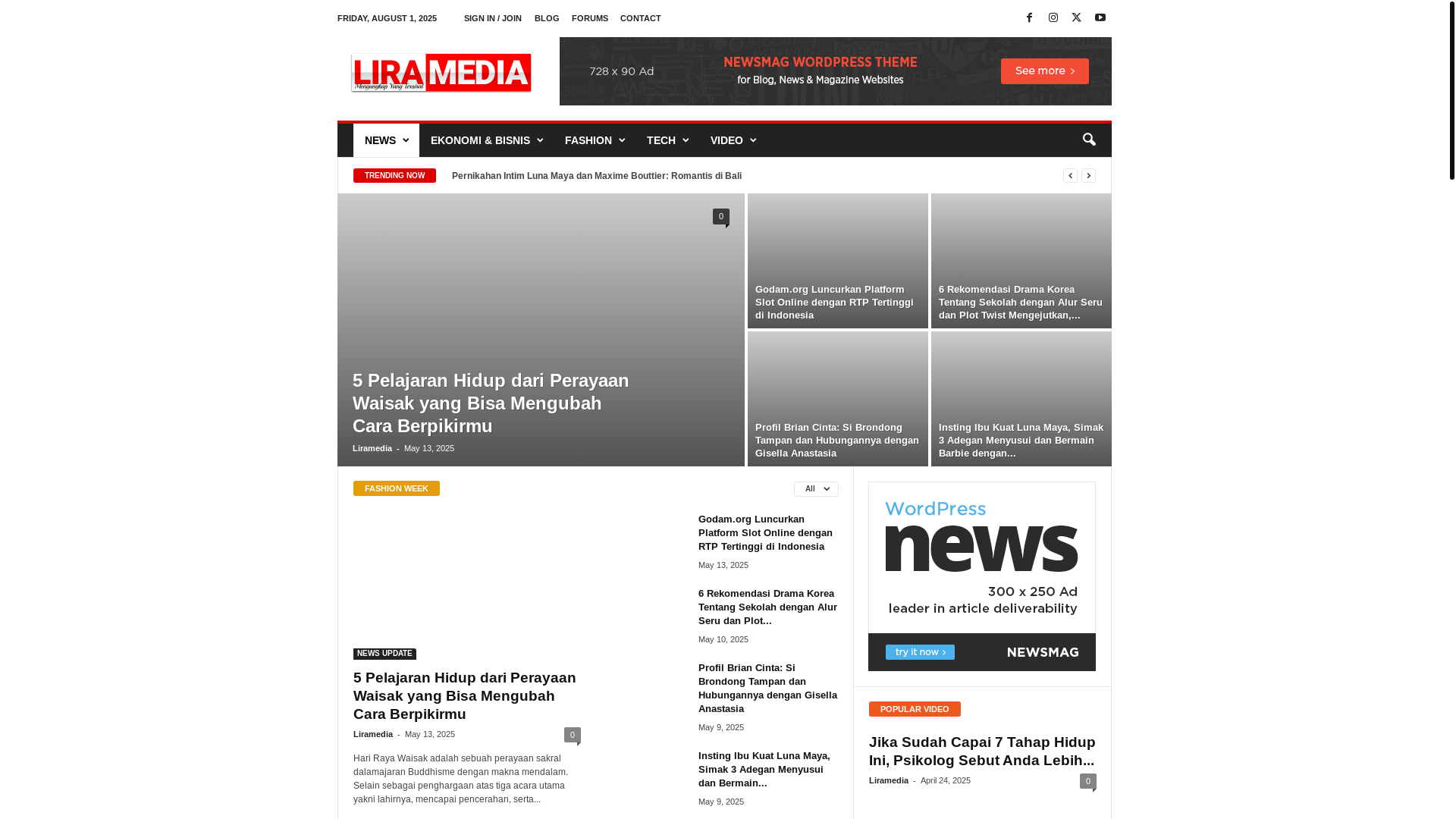 website screenshot of https://liramedia.co.id/