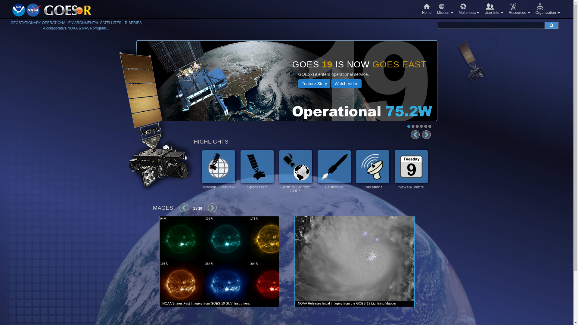 website screenshot of https://www-dev.goesr.woc.noaa.gov/
