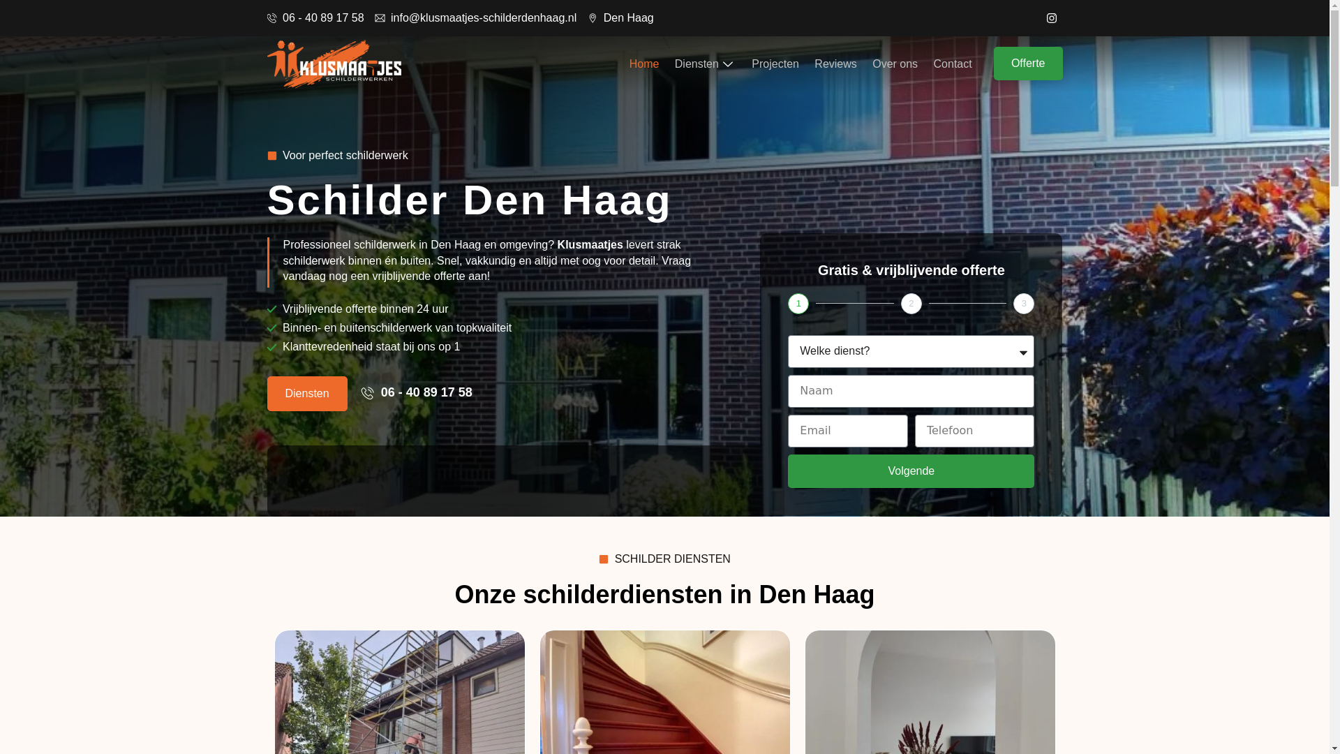 website screenshot of https://klusmaatjes-schilderdenhaag.nl/