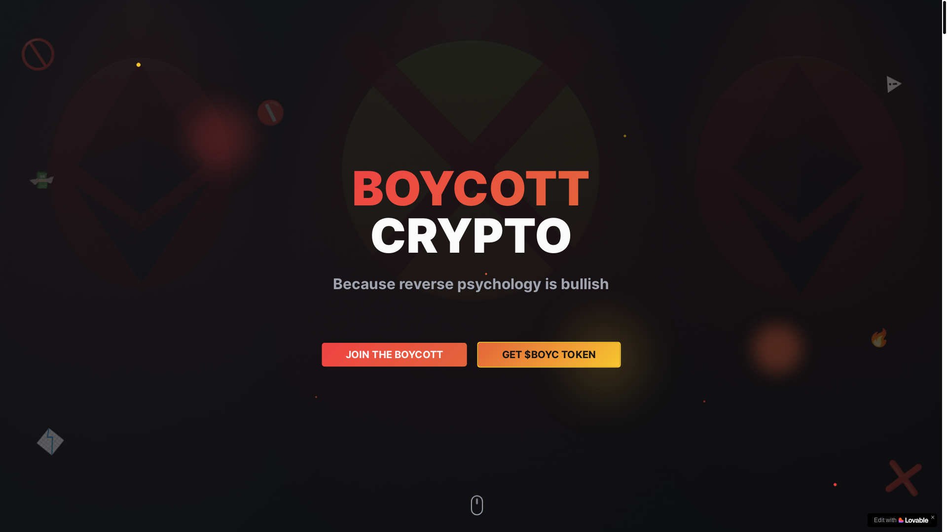 website screenshot of https://boycottcrypto.com/