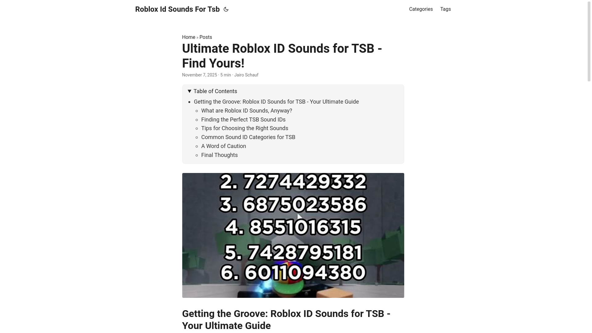 website screenshot of https://roblox-id-sounds-for-tsb.pages.dev/