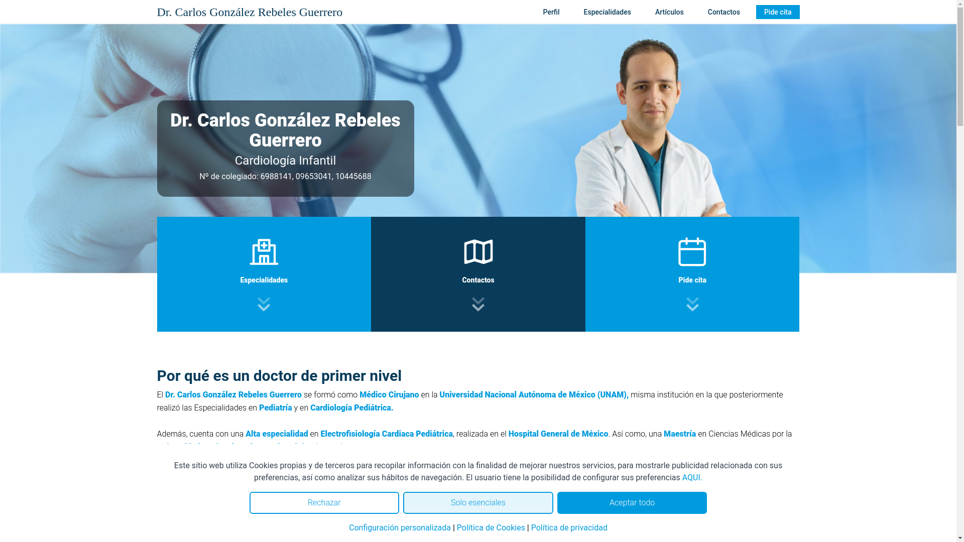website screenshot of https://drcarlosgonzalezrebelesguerrero.com/