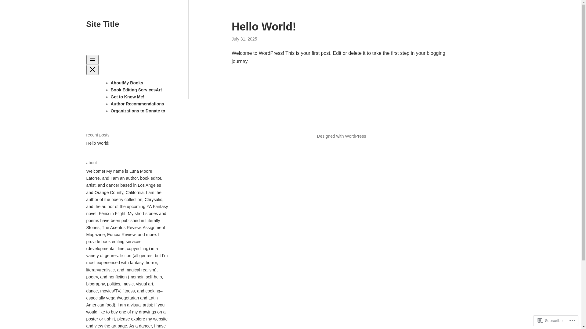 website screenshot of https://lunasbookediting.blog/