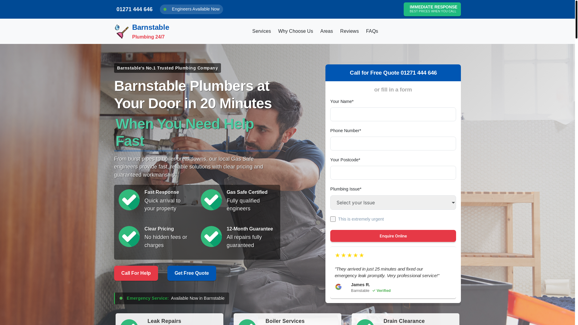 website screenshot of https://barnstableemergencyplumbing.co.uk/