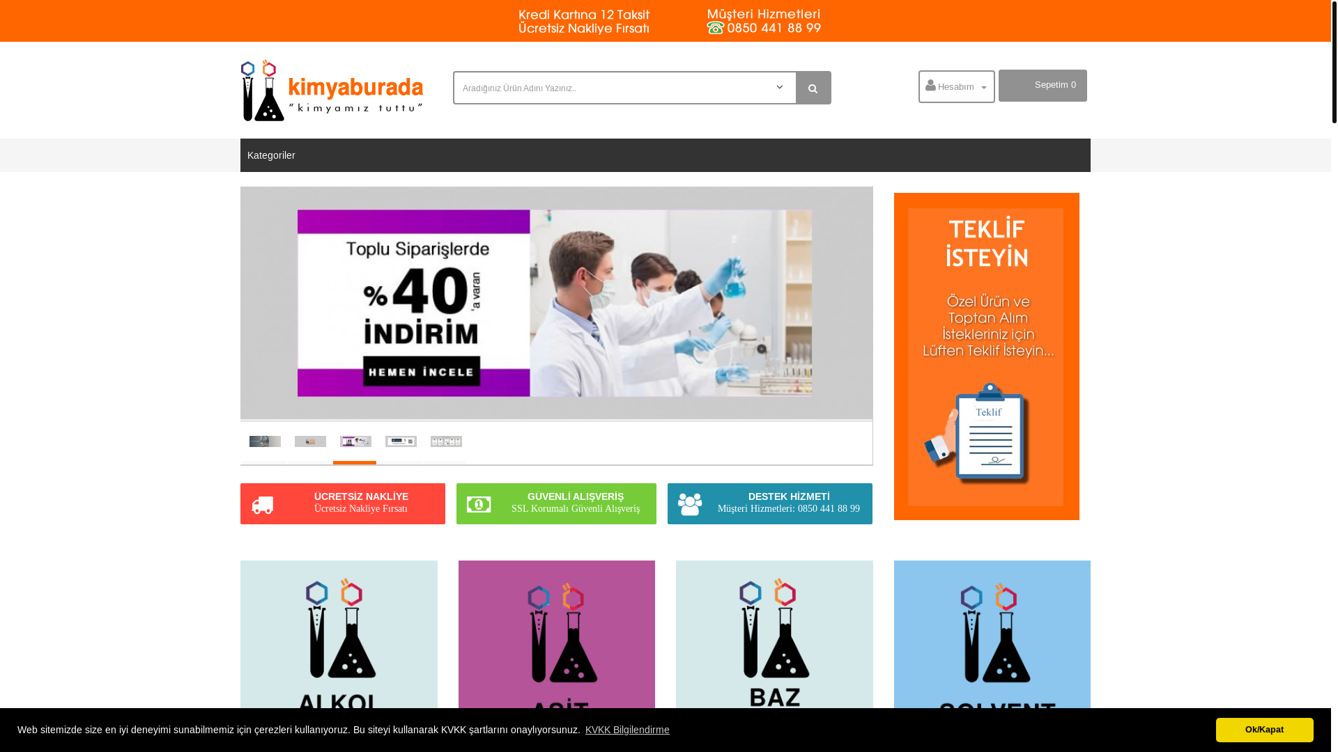 website screenshot of https://www.kimyaburada.com