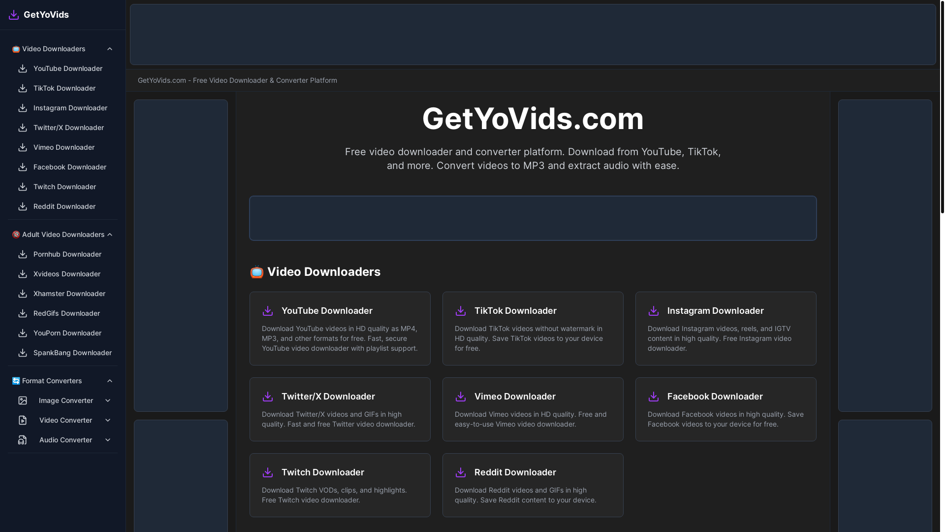 website screenshot of https://getyovids-fronted.pages.dev/