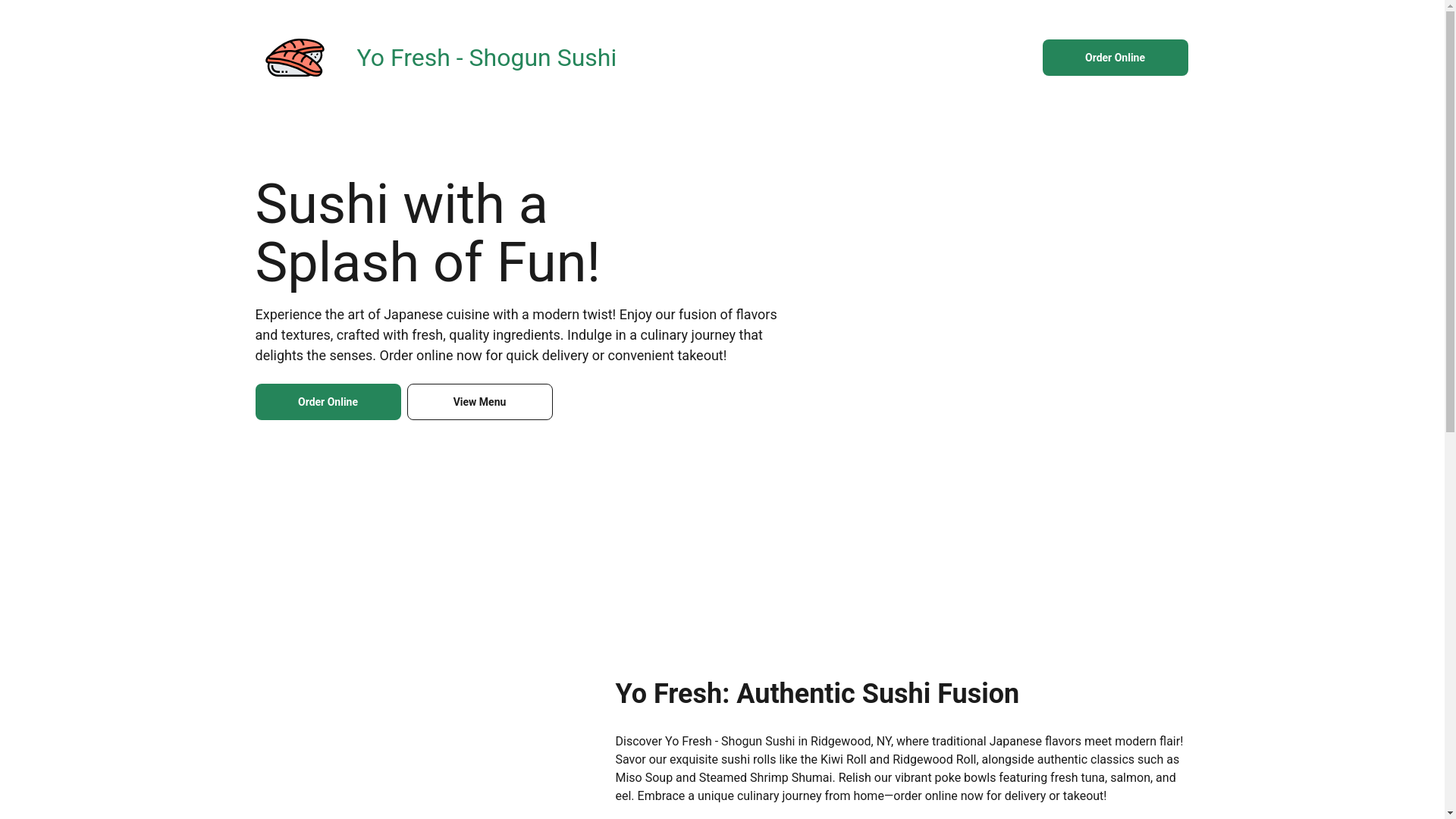 website screenshot of https://yofreshshogunsushi.com/
