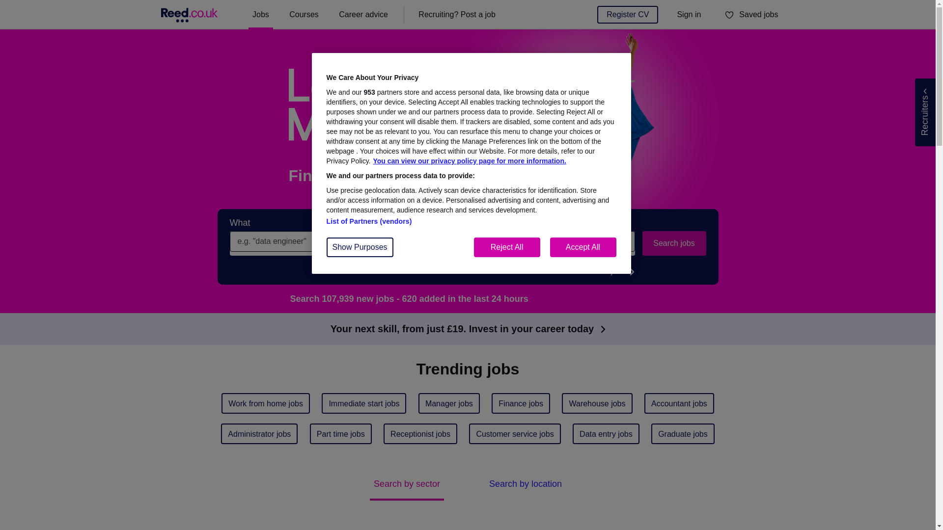 website screenshot of https://reed.co.uk/